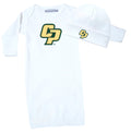 Cal Poly Mustangs LOGO Baby Layette Gown and Cap Set - White