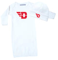 Dayton Flyers LOGO Baby Layette Gown and Cap Set - White