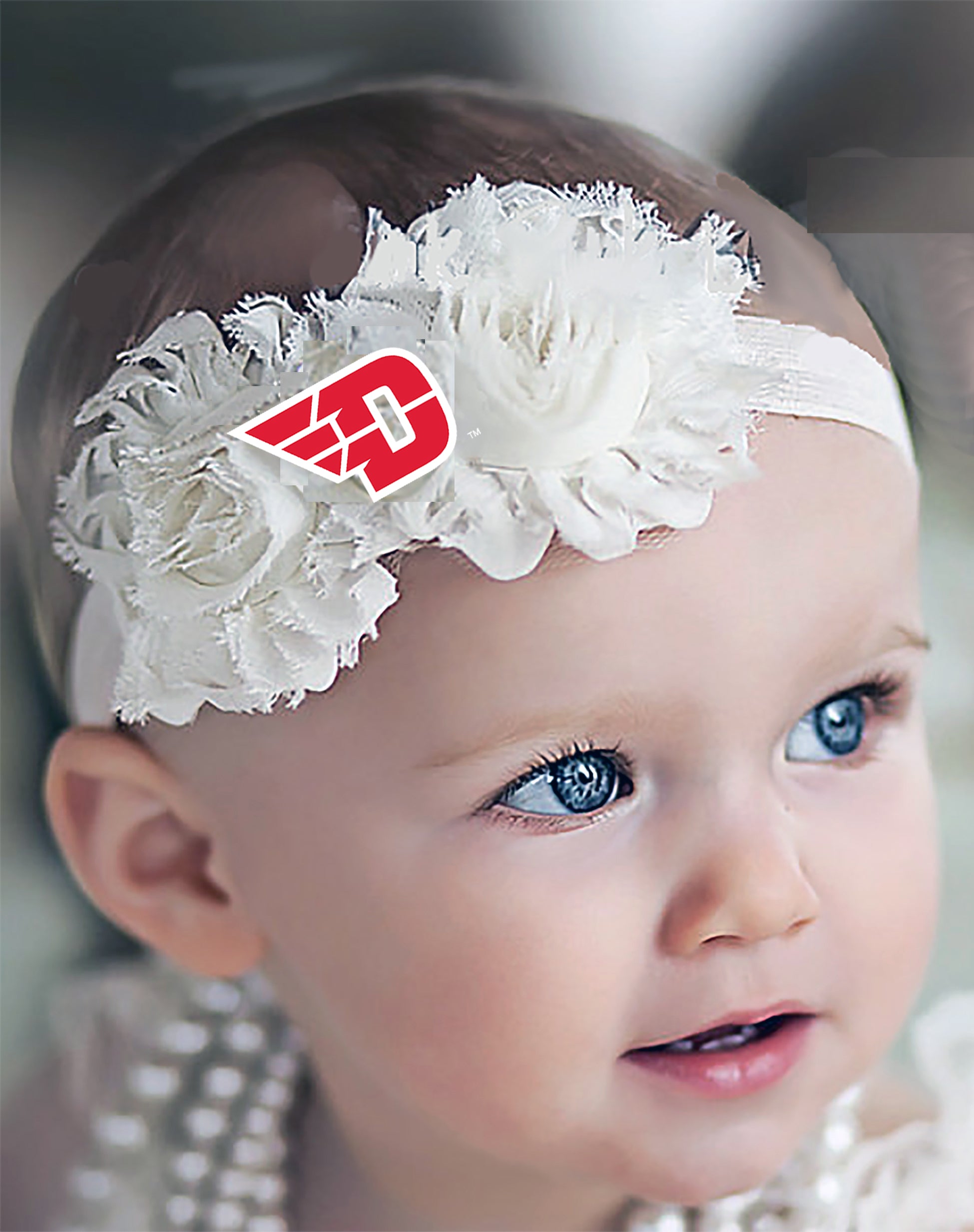 Dayton Flyers Baby/Toddler Shabby Flower Hair Bow Headband