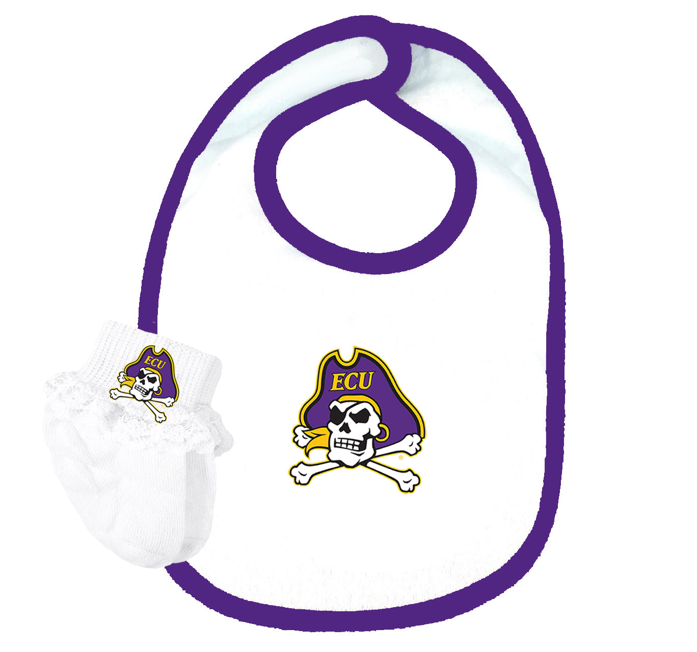 ECU Pirates Baby Bib and Socks Set