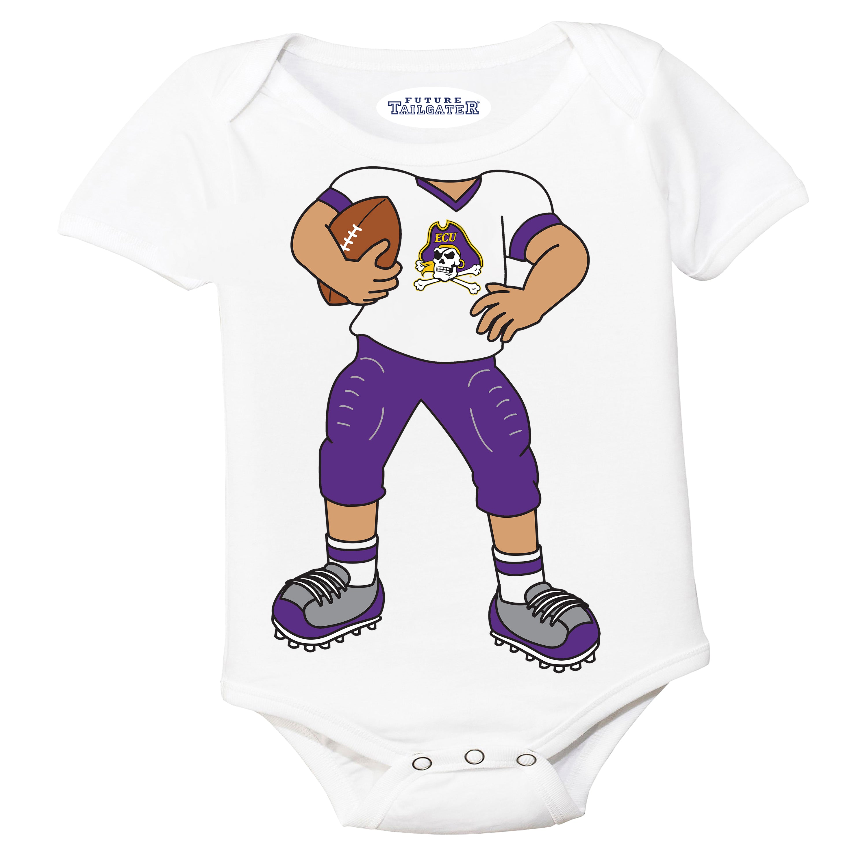 ECU Pirates Heads Up! Football Player Baby Bodysuit