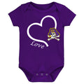 ECU Pirates Love Heart Baby Bodysuit