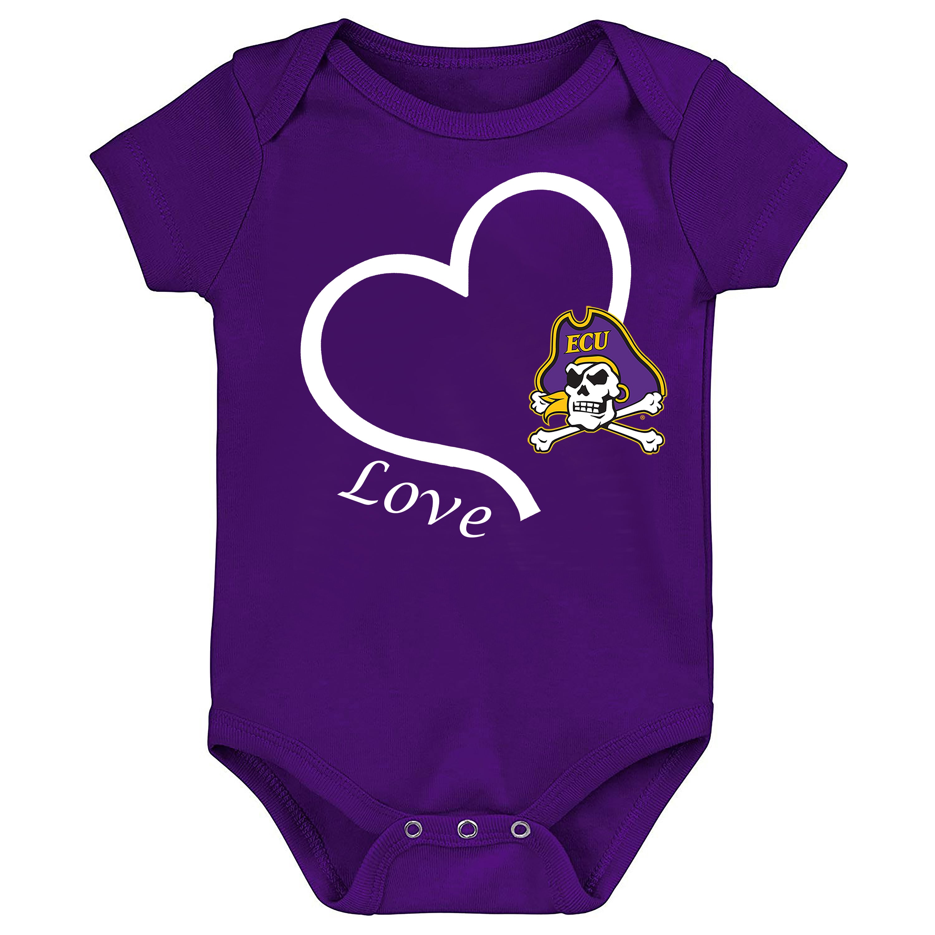 ECU Pirates Love Heart Baby Bodysuit