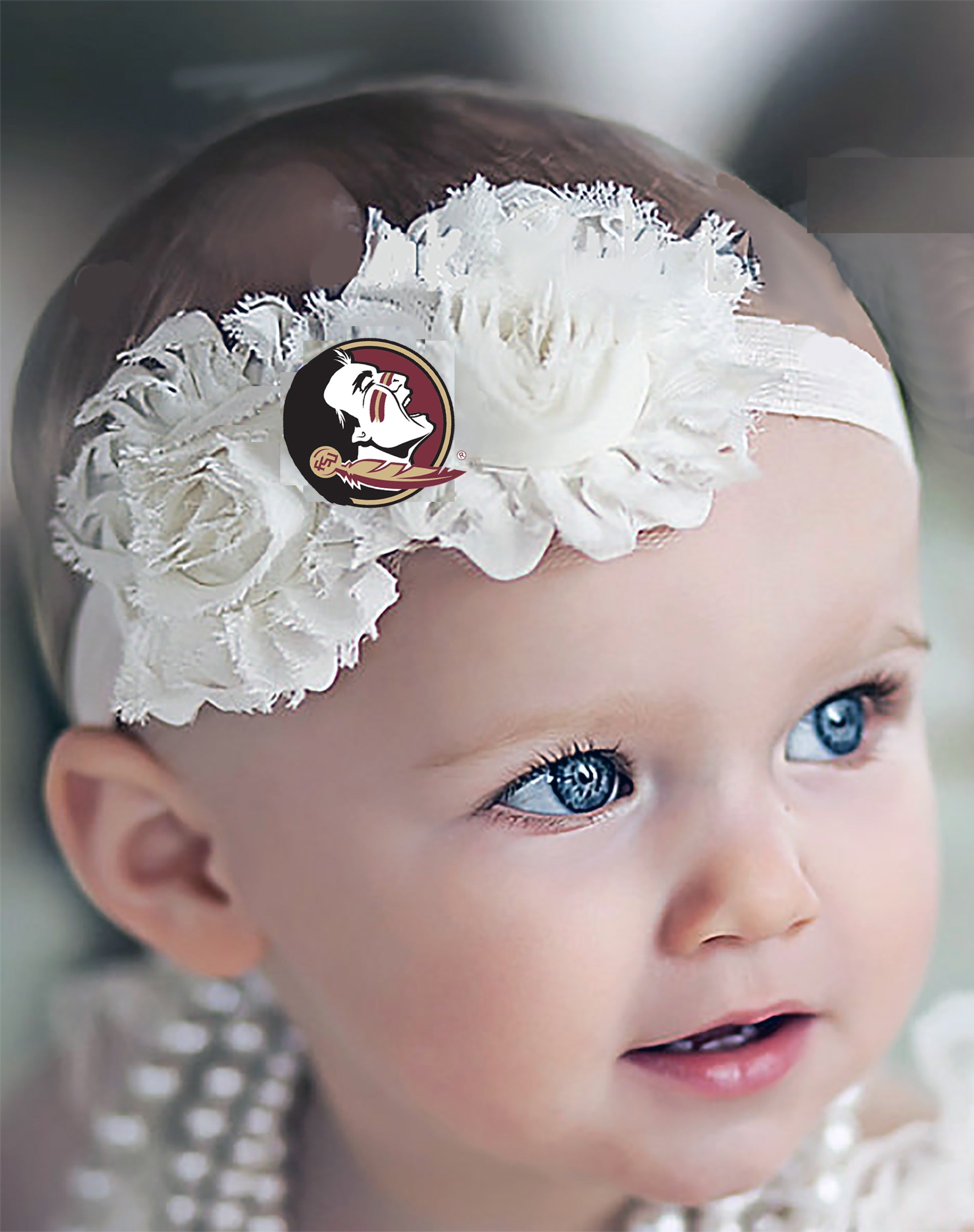 Florida State Seminoles Baby/Toddler Shabby Flower Hair Bow Headband