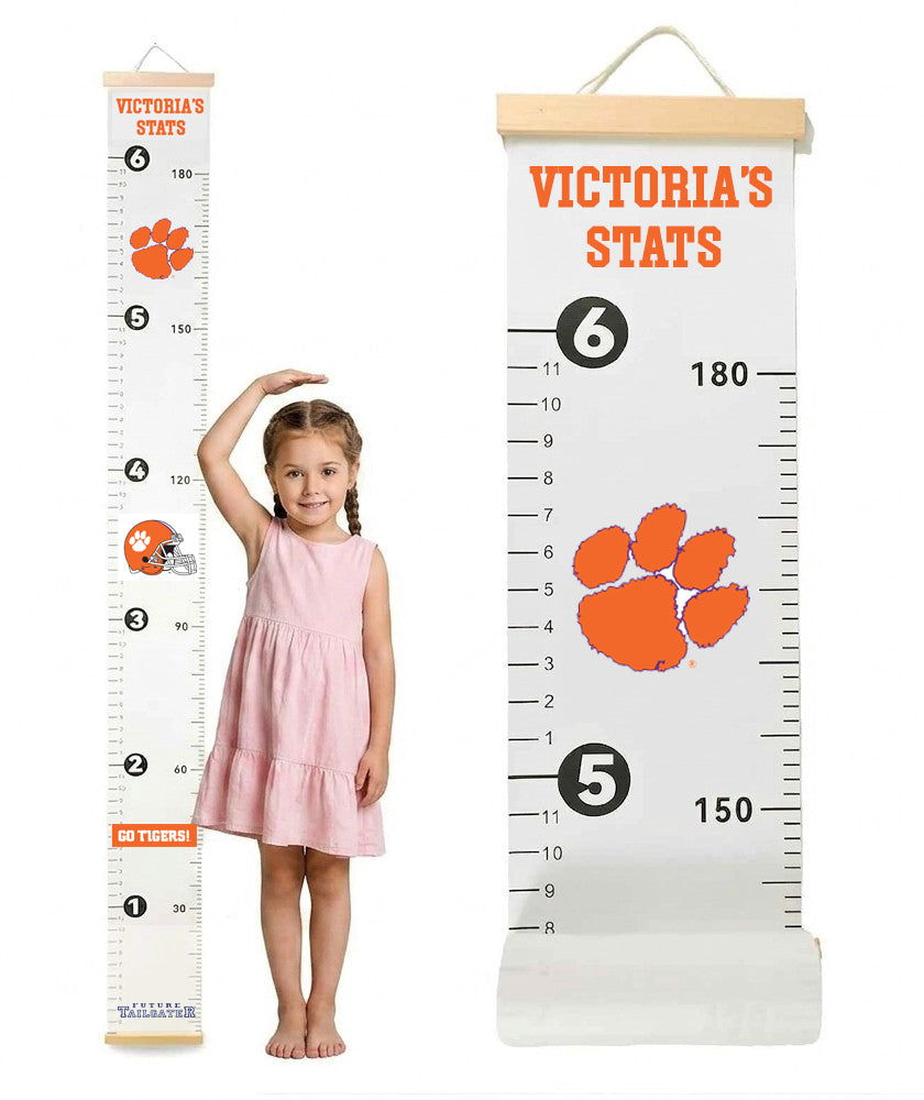 Clemson Tigers Baby Height Growth Chart for Kids - Personalized