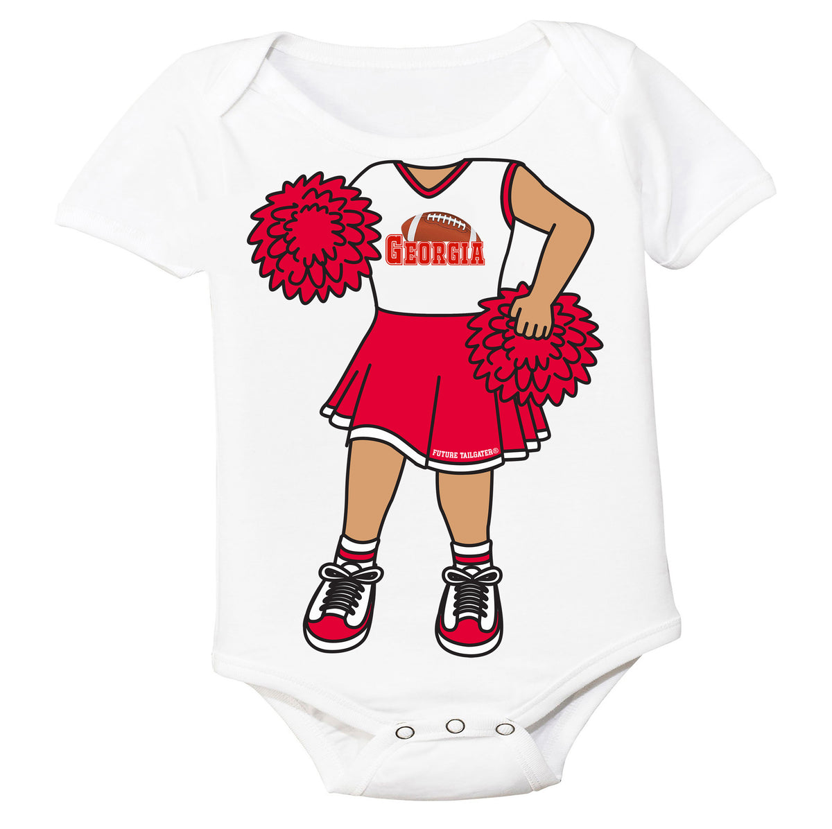 Georgia State Pride Heads Up Cheerleader Baby Bodysuit