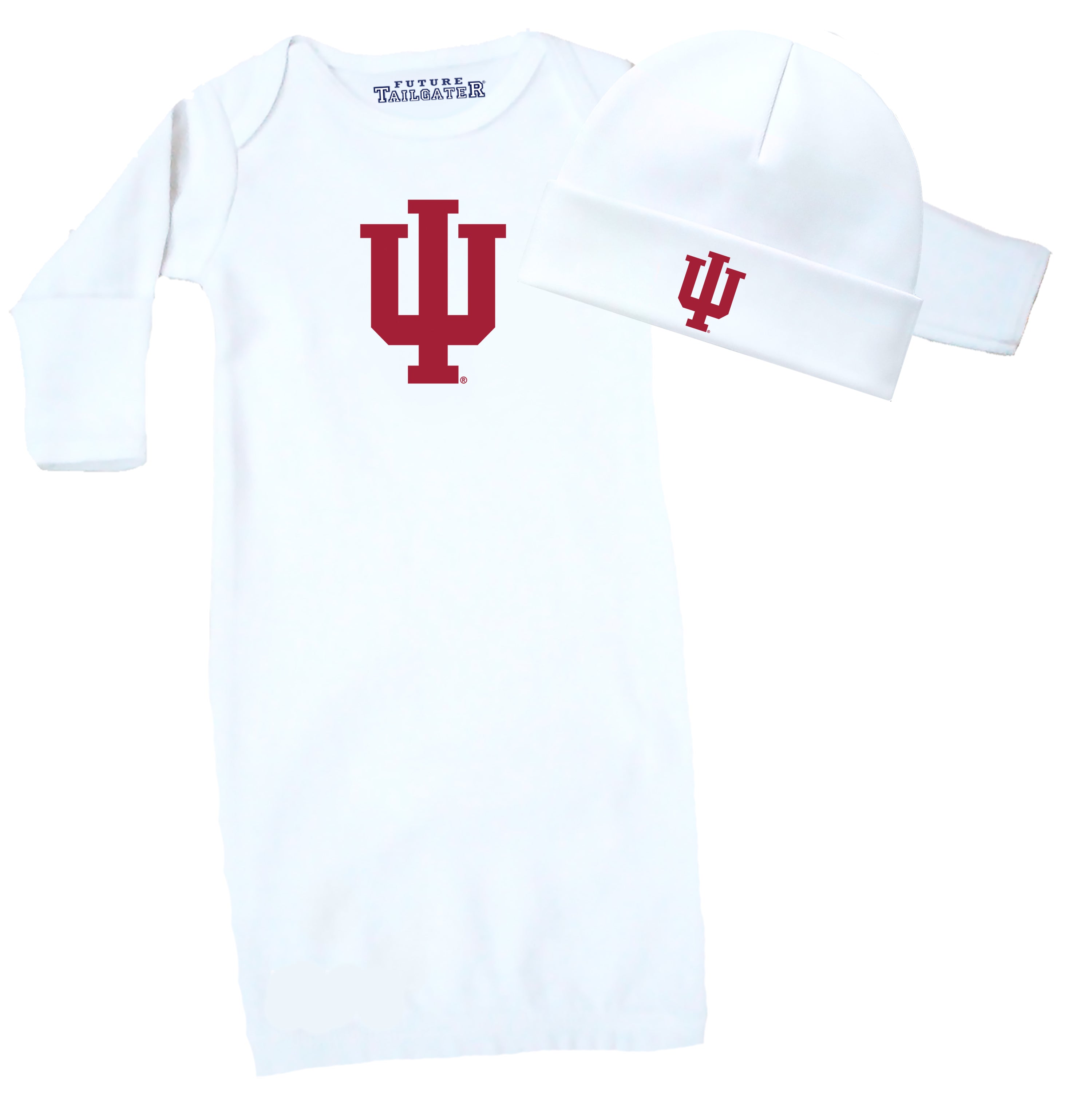 Indiana Hoosiers LOGO Baby Layette Gown and Cap Set - White