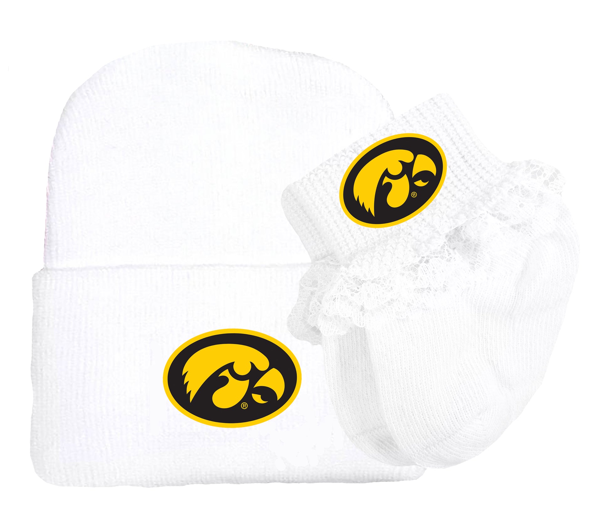 Iowa Hawkeyes Baby Knit Cap and Socks Set