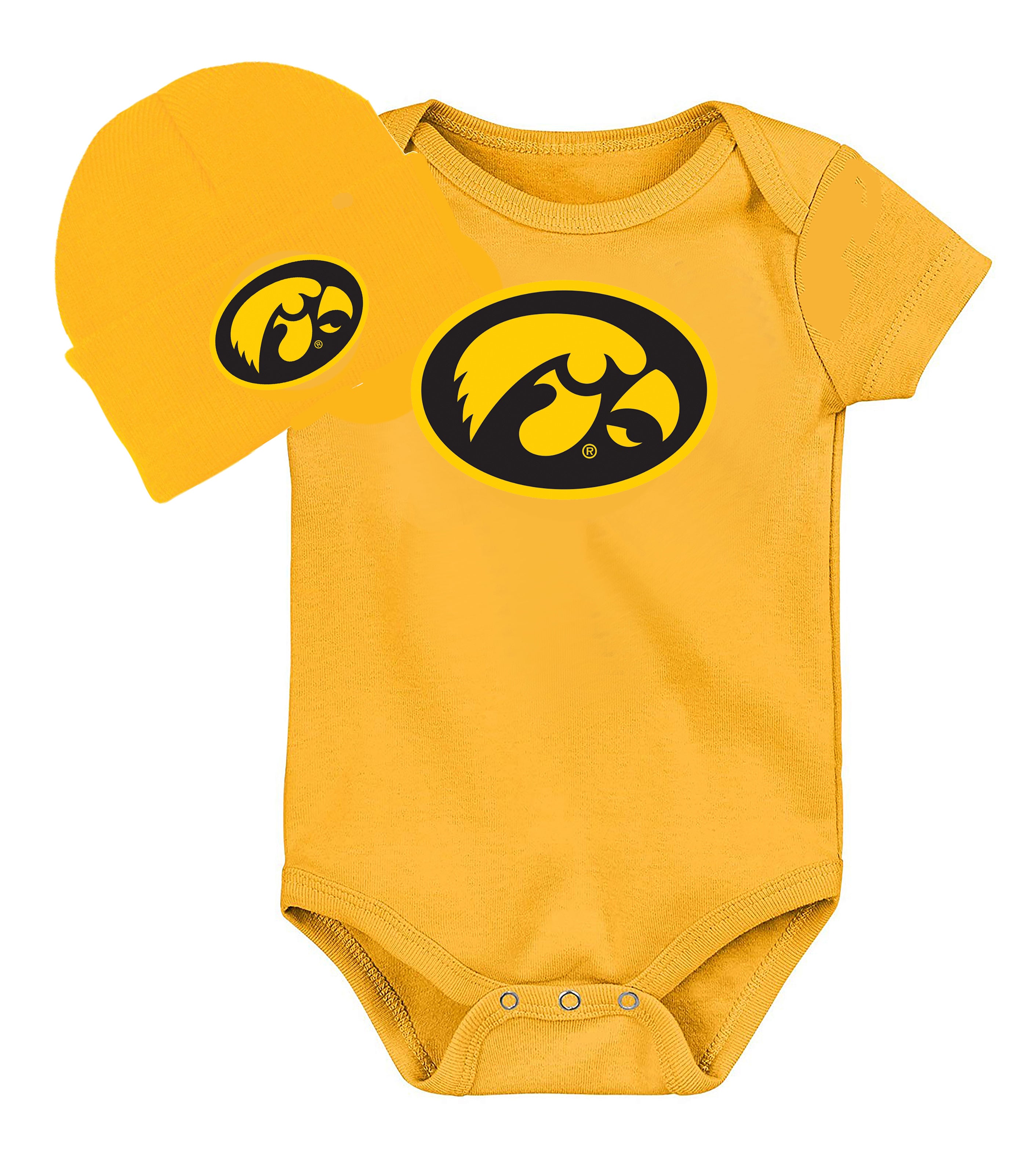 Iowa Hawkeyes LOGO Baby Onesie and Cap Set