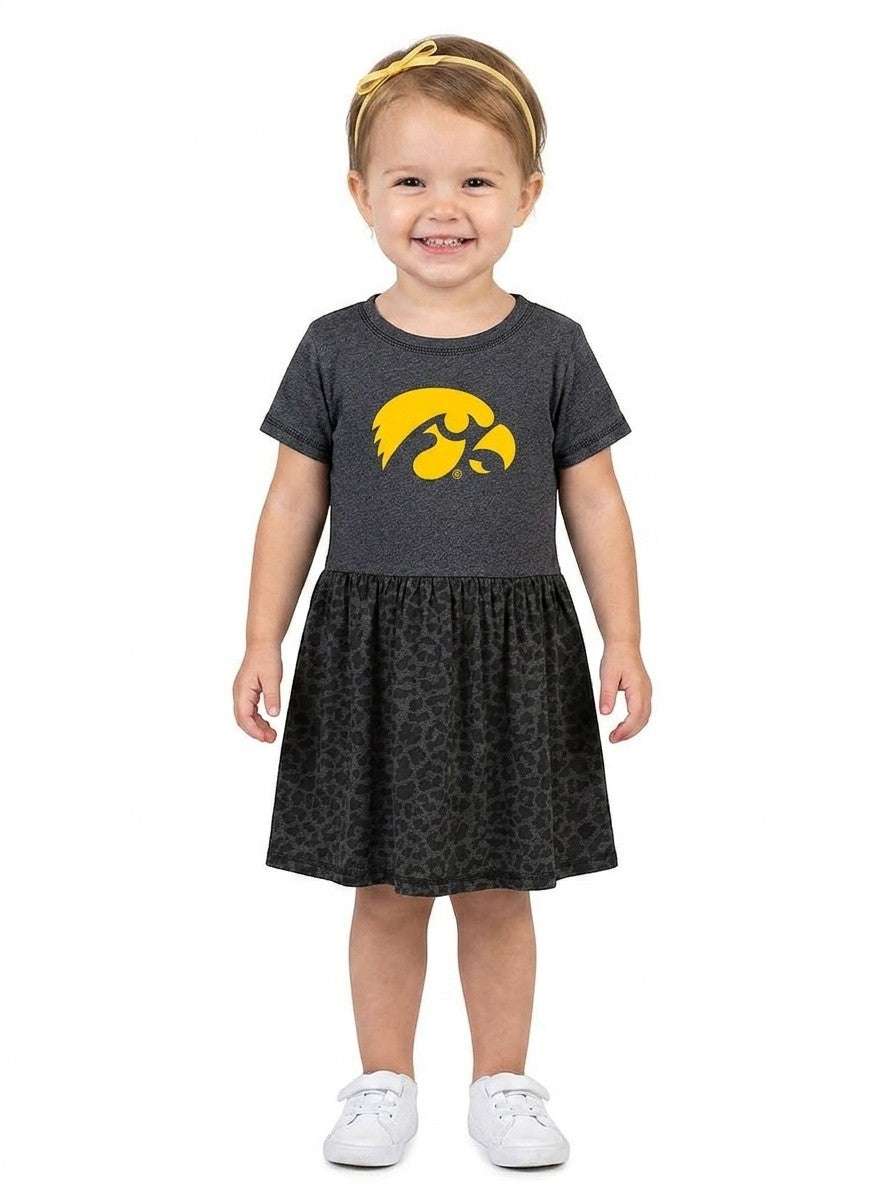 Iowa Hawkeyes Toddler Dress - Smoke/Black Leopard