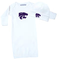 Kansas State Wildcats LOGO Baby Layette Gown and Cap Set - White