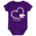 Kansas State Wildcats Love Heart Baby Bodysuit