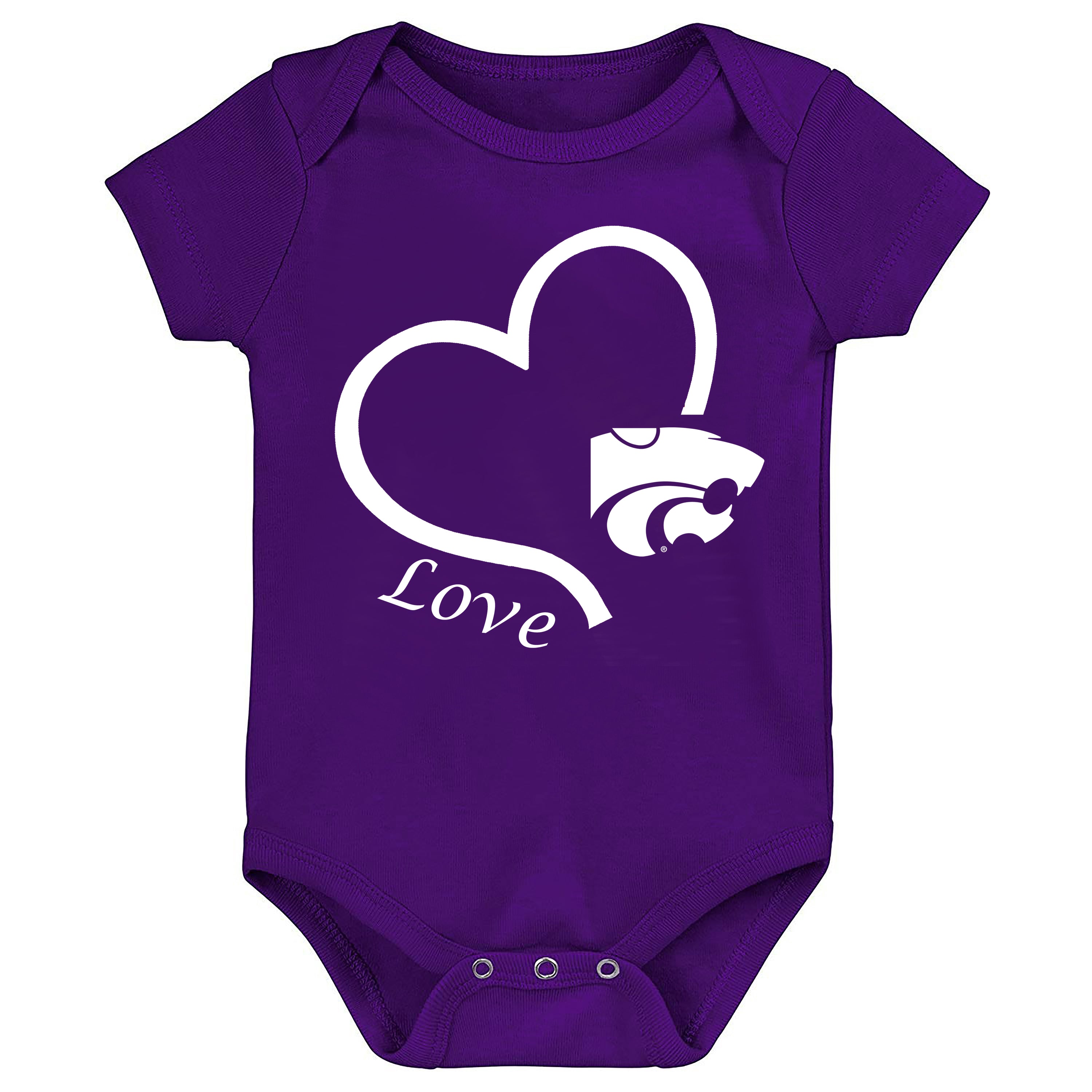 Kansas State Wildcats Love Heart Baby Bodysuit