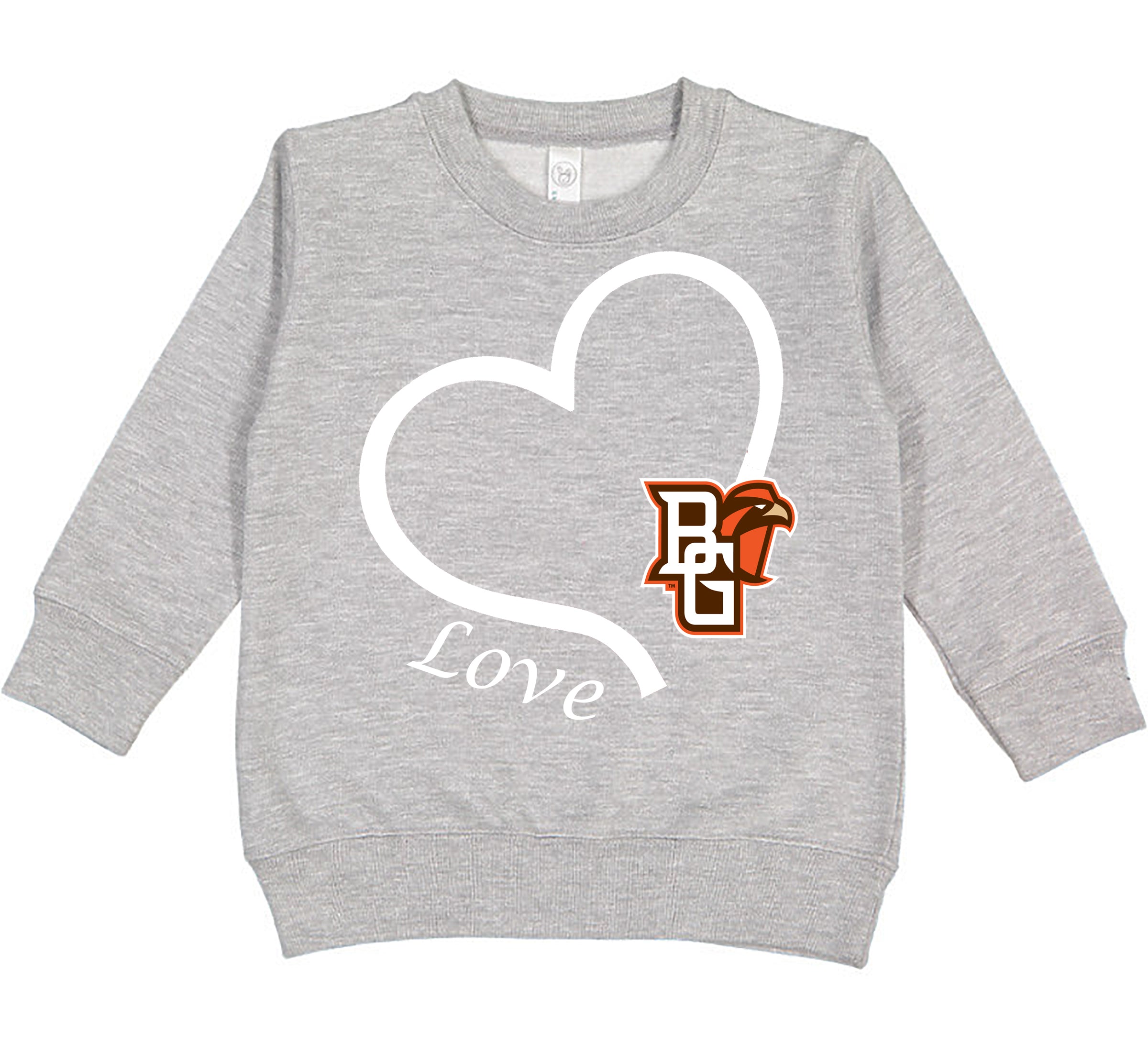 Bowling Green St. Falcons Love Heart Baby/Toddler/Youth Sweatshirt