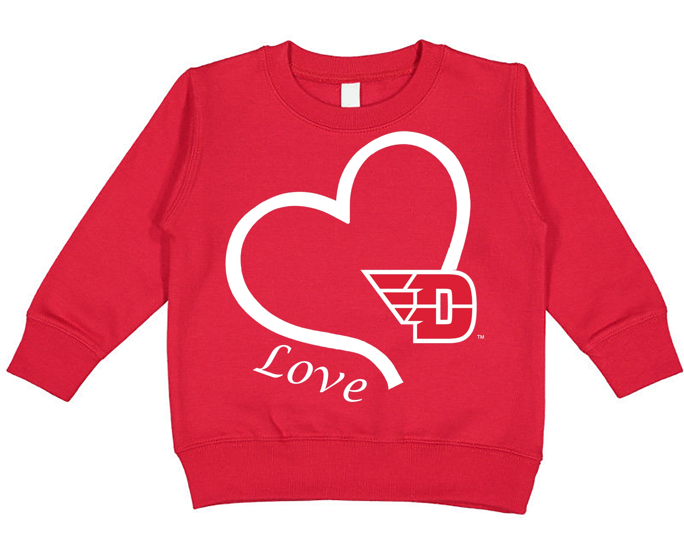Dayton Flyers Love Heart Baby/Toddler/Youth Sweatshirt
