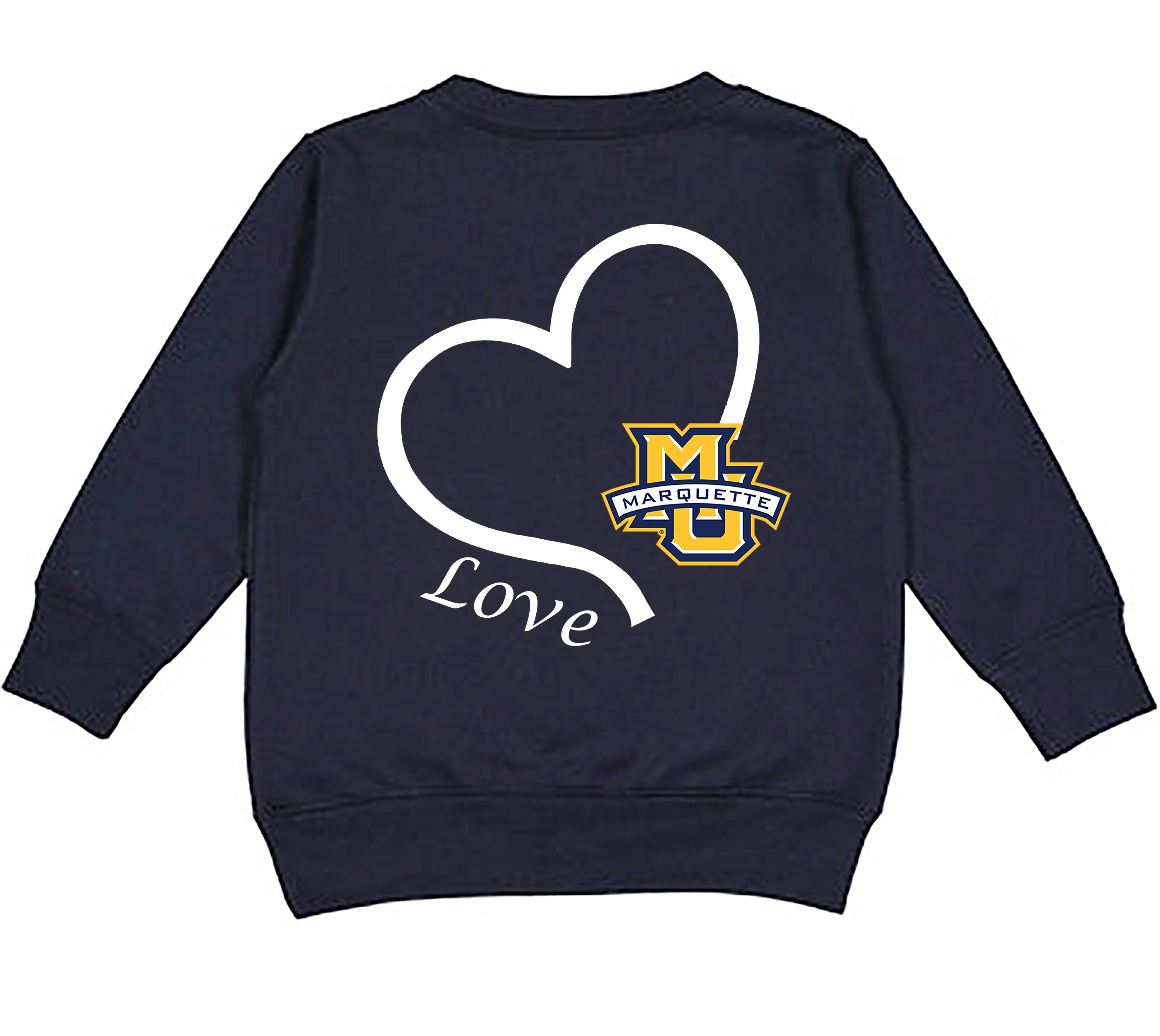 Marquette Golden Eagles Love Heart Baby/Toddler/Youth Sweatshirt