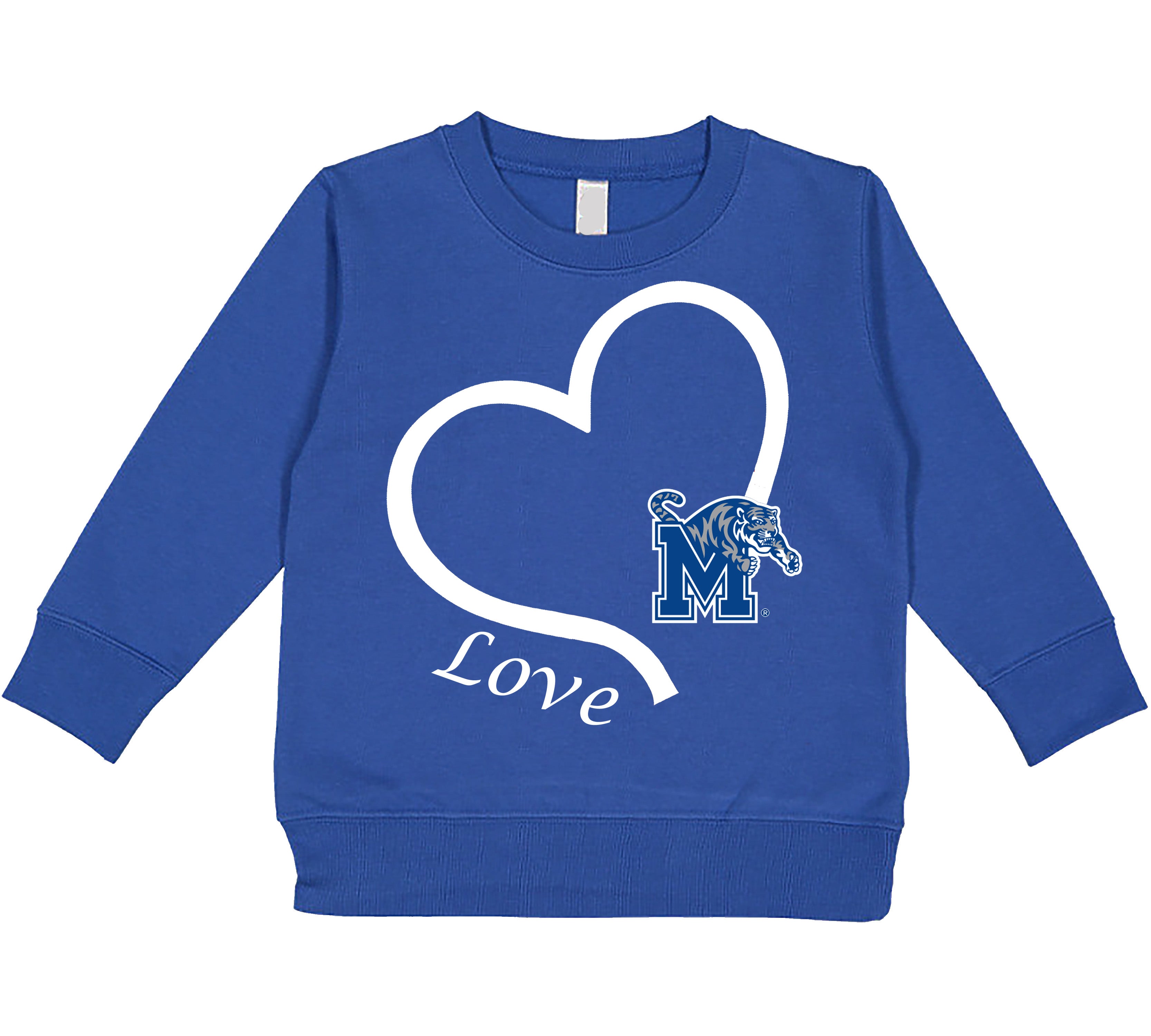 Memphis Tigers Love Heart Baby/Toddler/Youth Sweatshirt