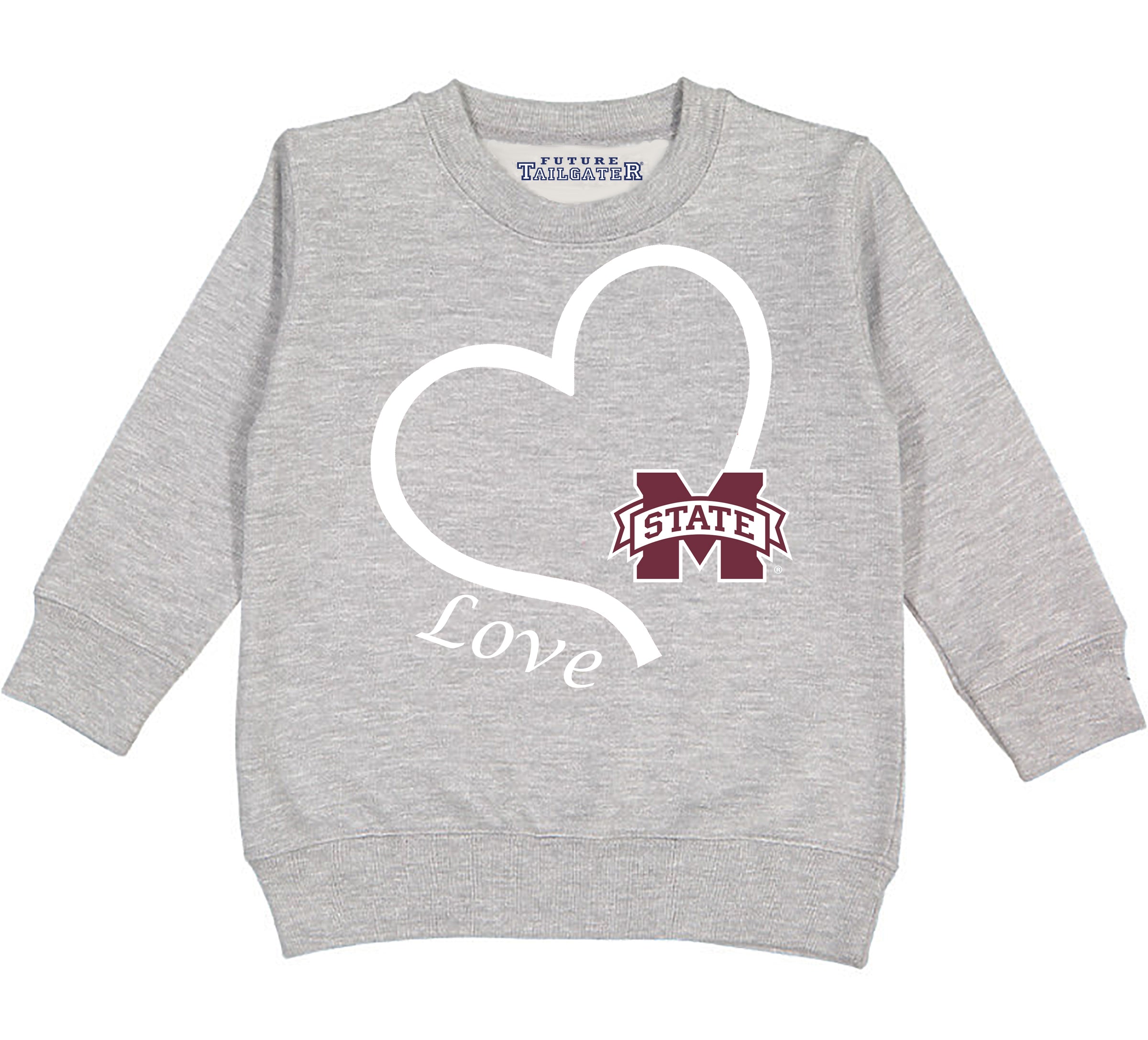 Mississippi State Bulldogs Love Heart Baby/Toddler/Youth Sweatshirt