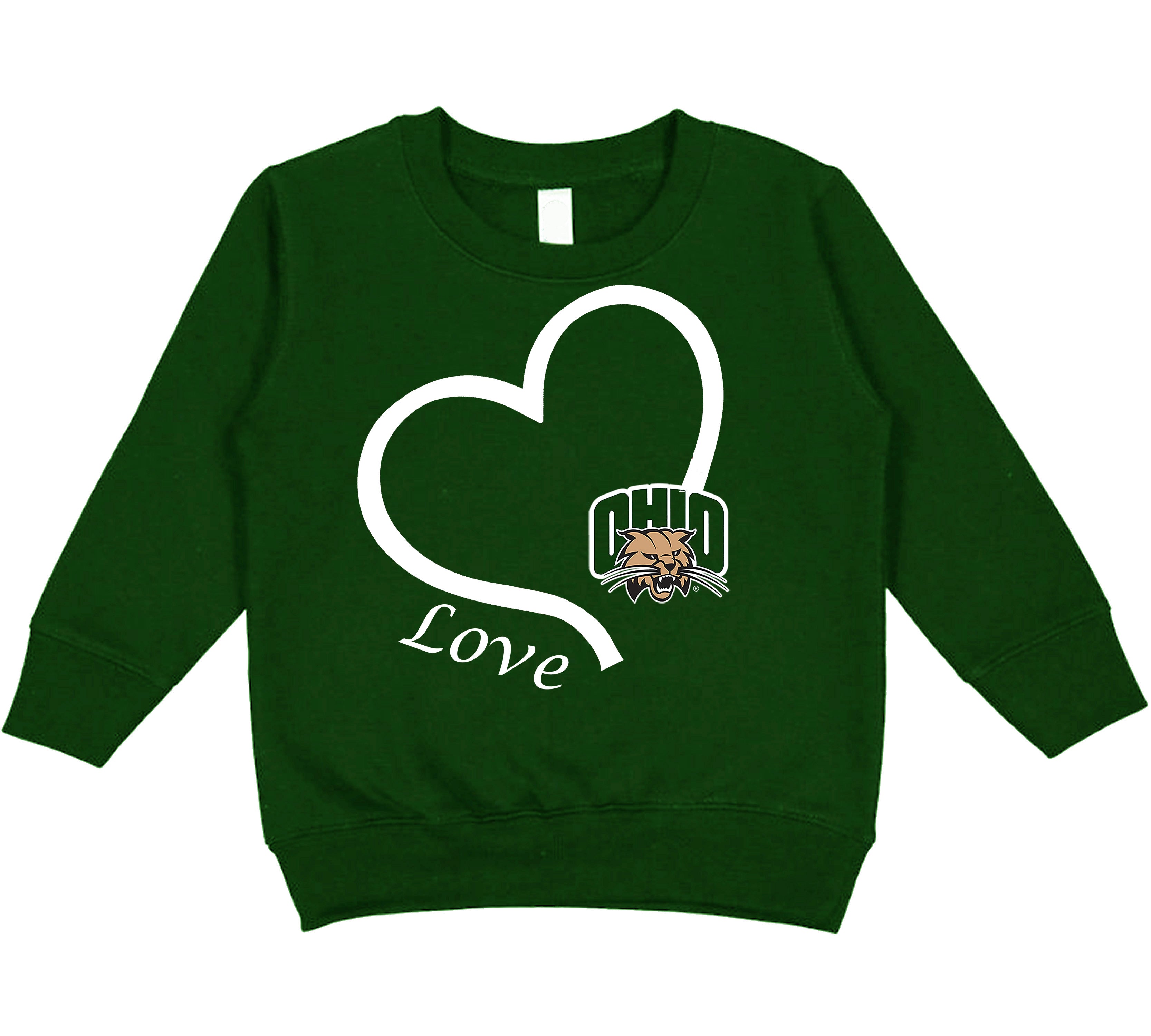 Ohio Bobcats Love Heart Baby/Toddler/Youth Sweatshirt