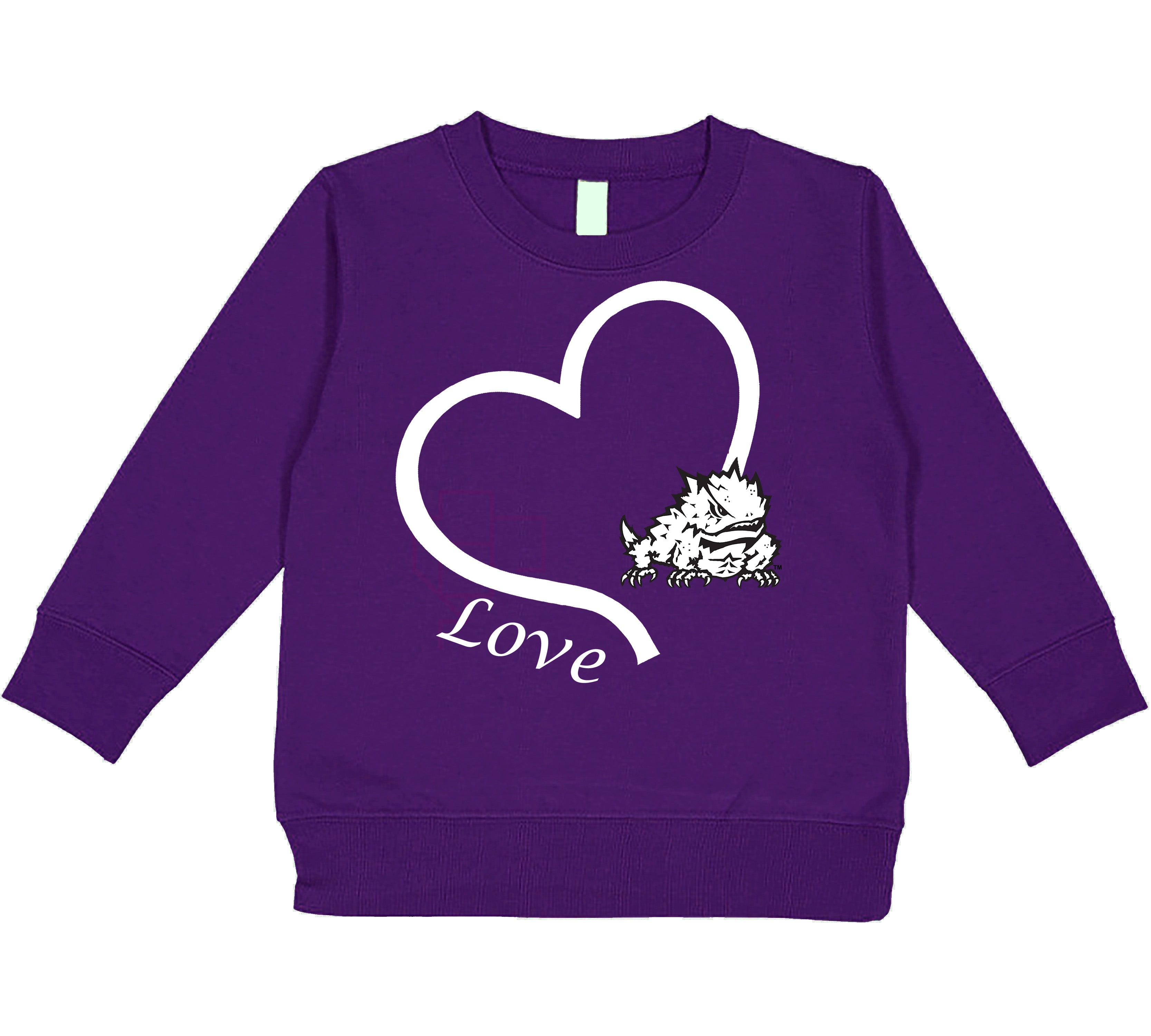 TCU Horned Frogs Love Heart Baby/Toddler/Youth Sweatshirt