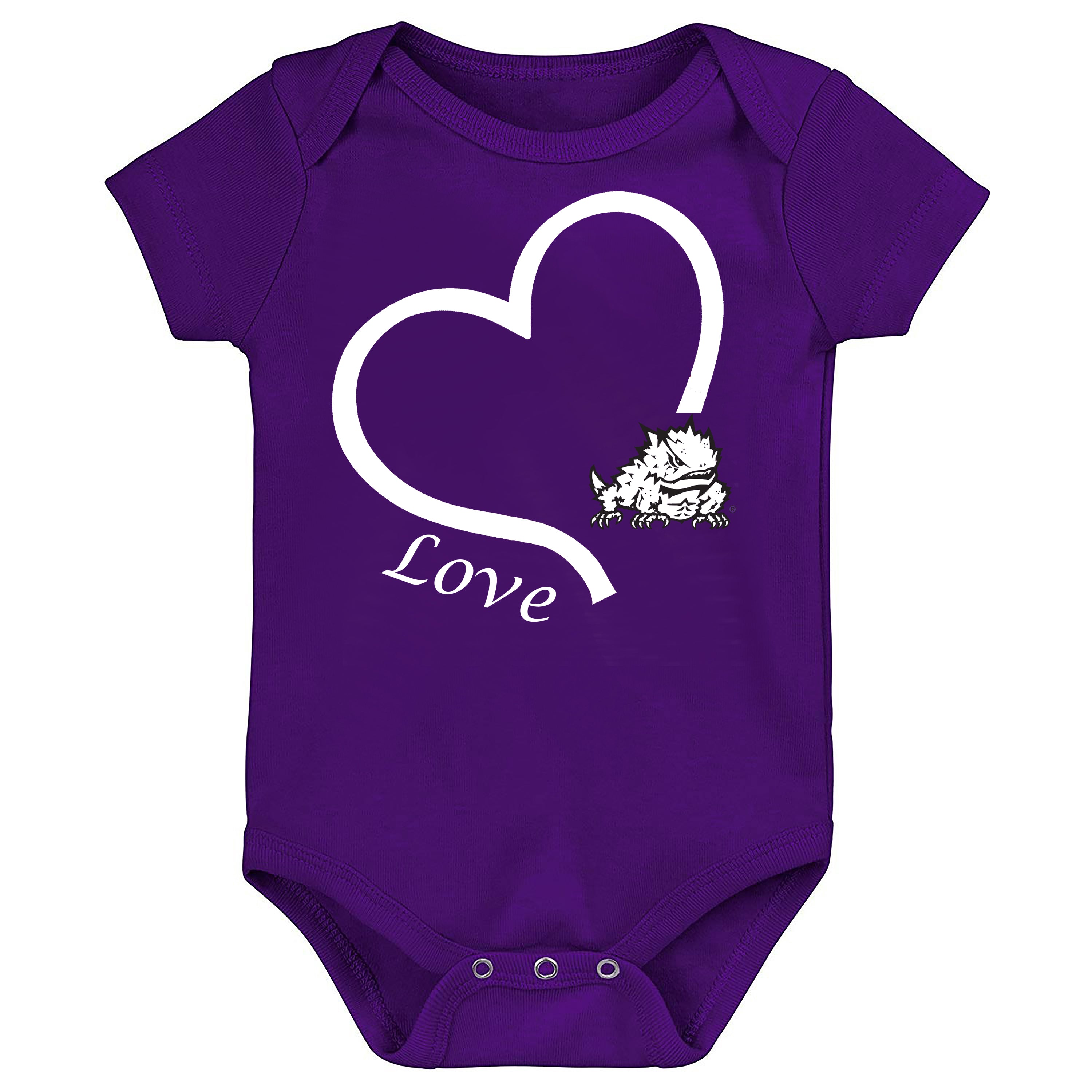 TCU Horned Frogs Love Heart Baby Bodysuit