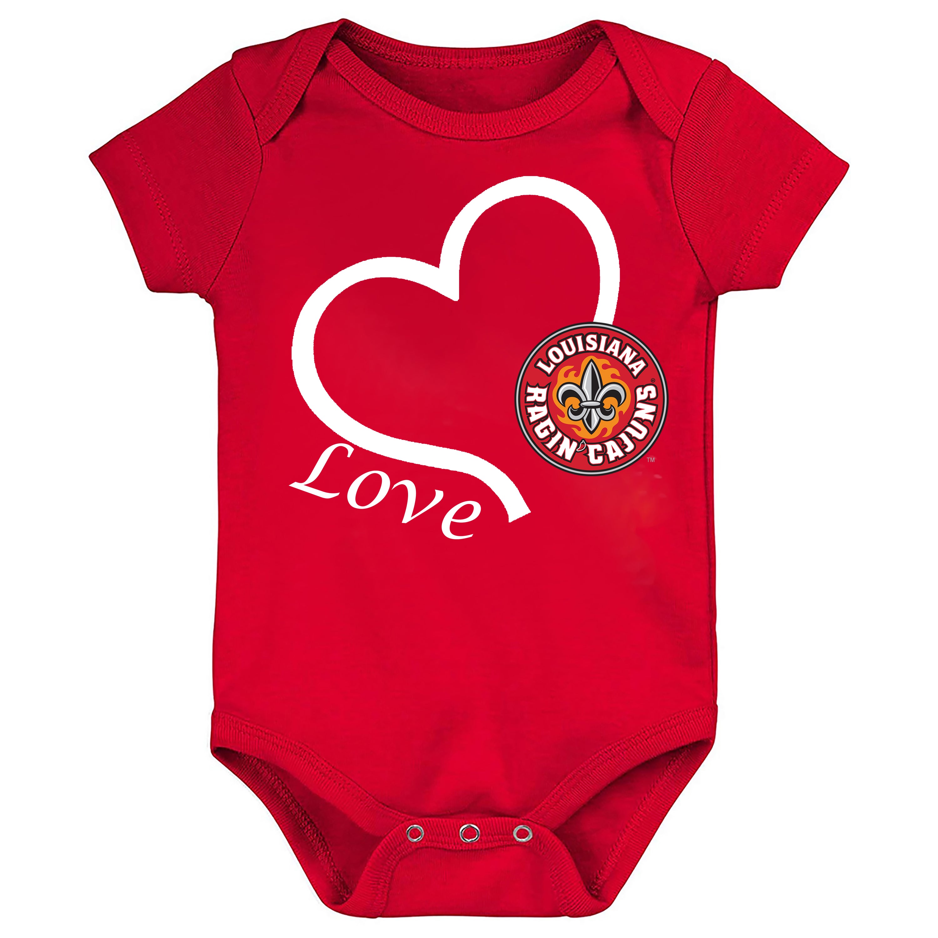 Louisiana Ragin' Cajuns Love Heart Baby Bodysuit