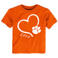 Clemson Tigers Love Heart Baby/Toddler/Youth T-Shirt