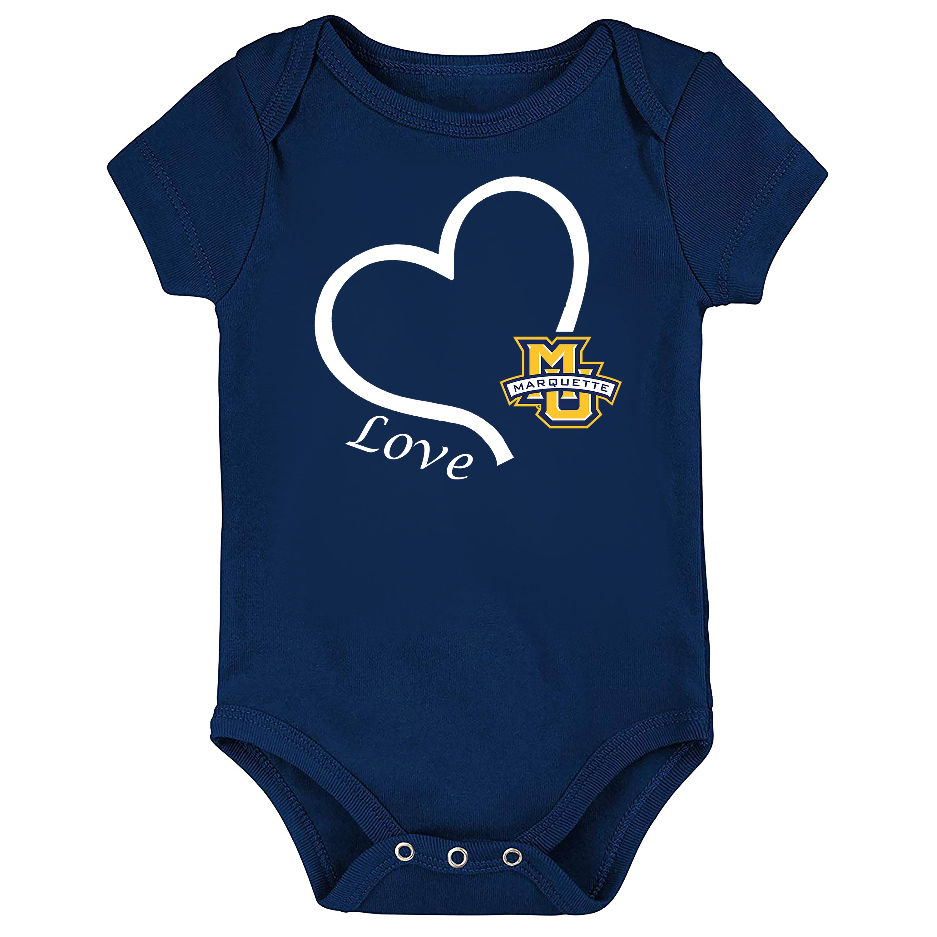 Marquette Golden Eagles Love Heart Baby Bodysuit