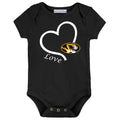 Missouri Tigers Love Heart Baby Bodysuit