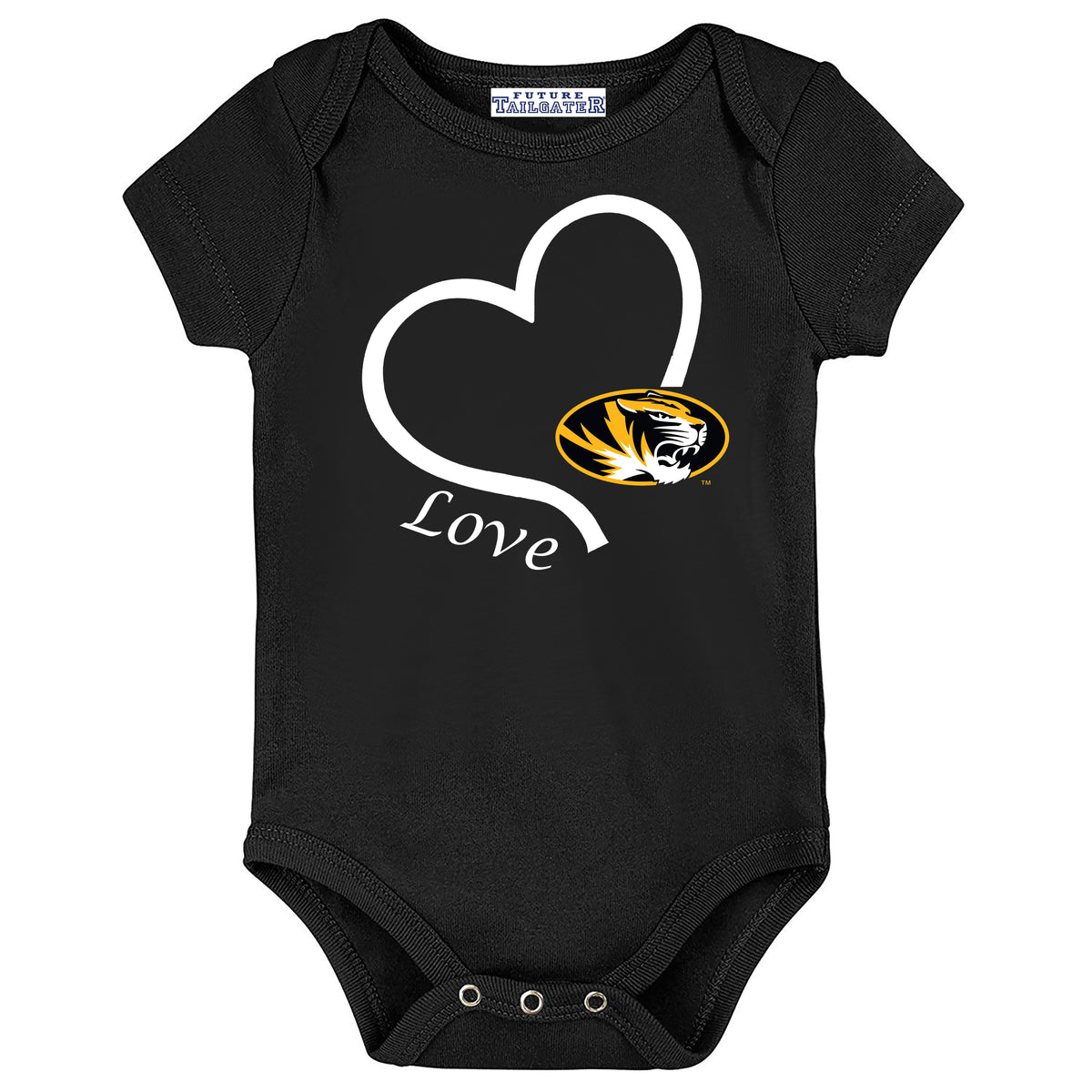 Missouri Tigers Love Heart Baby Bodysuit
