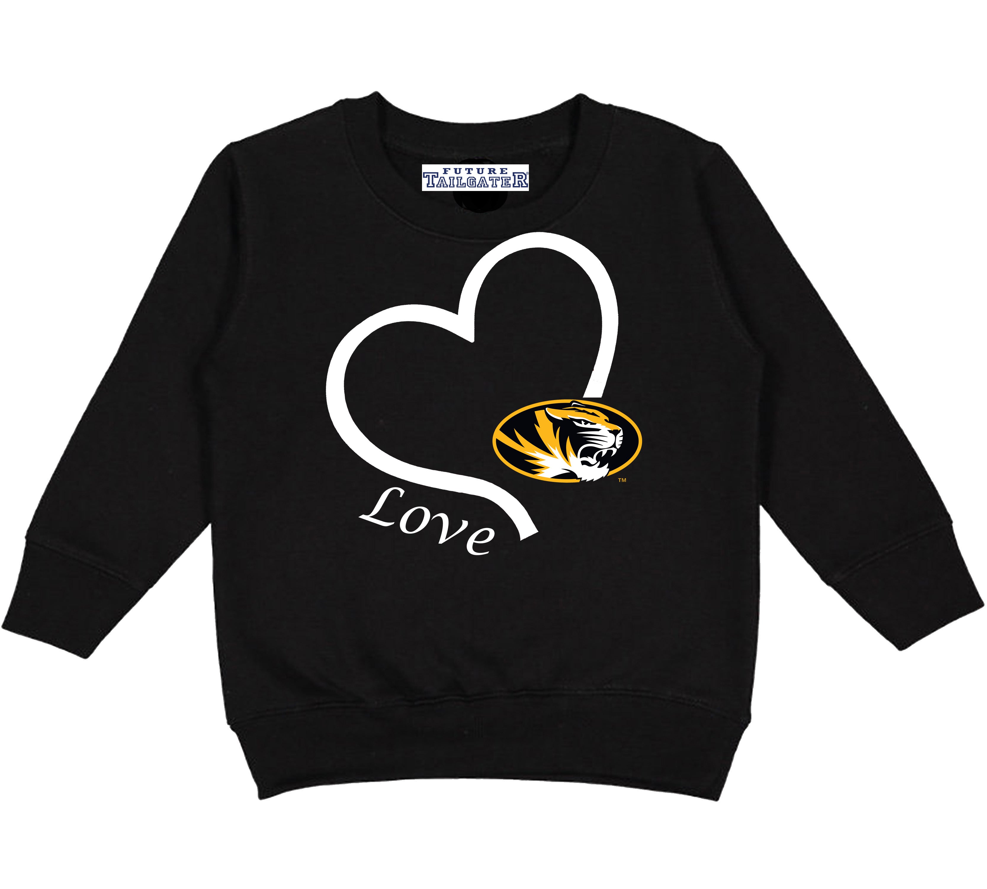 Missouri Tigers Love Heart Baby/Toddler/Youth Sweatshirt