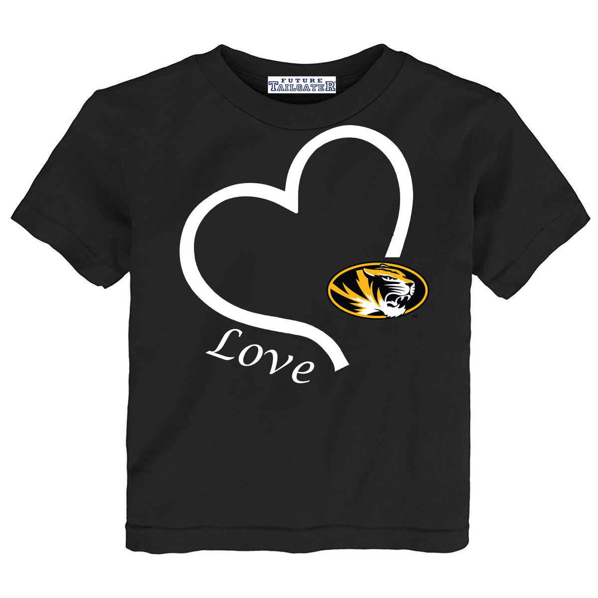 Missouri Tigers Love Heart Baby/Toddler/Youth T-Shirt