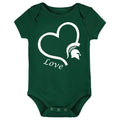 Michigan State Spartans Love Heart Baby Bodysuit
