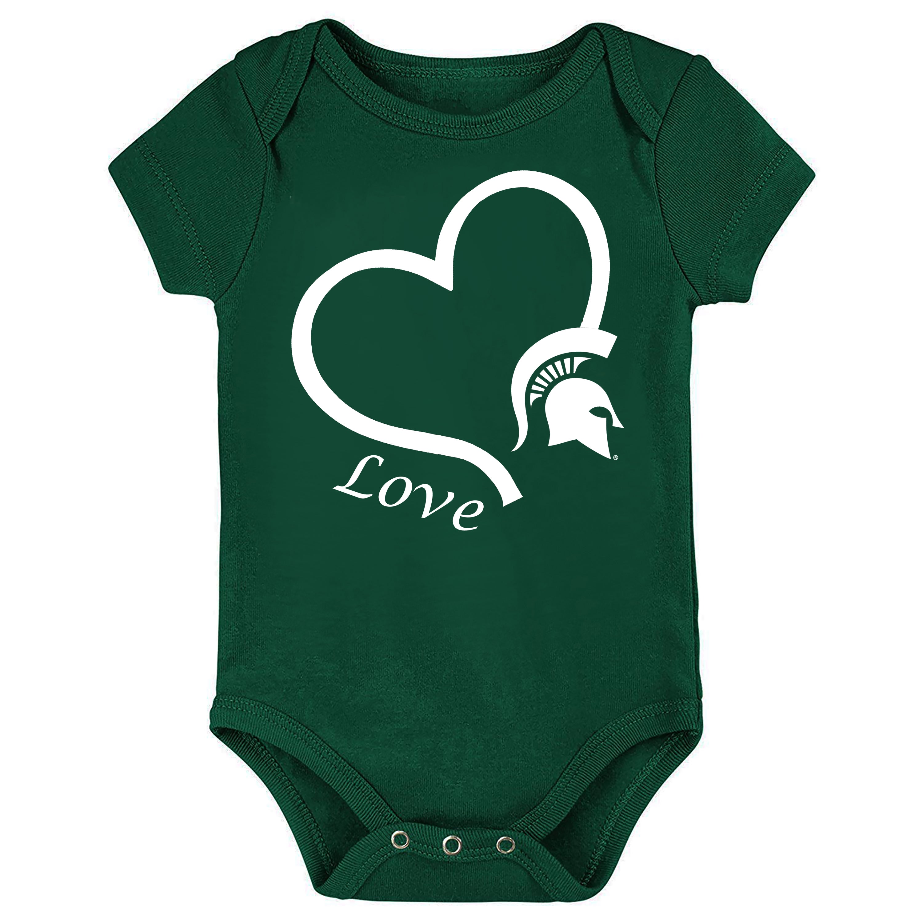 Michigan State Spartans Love Heart Baby Bodysuit