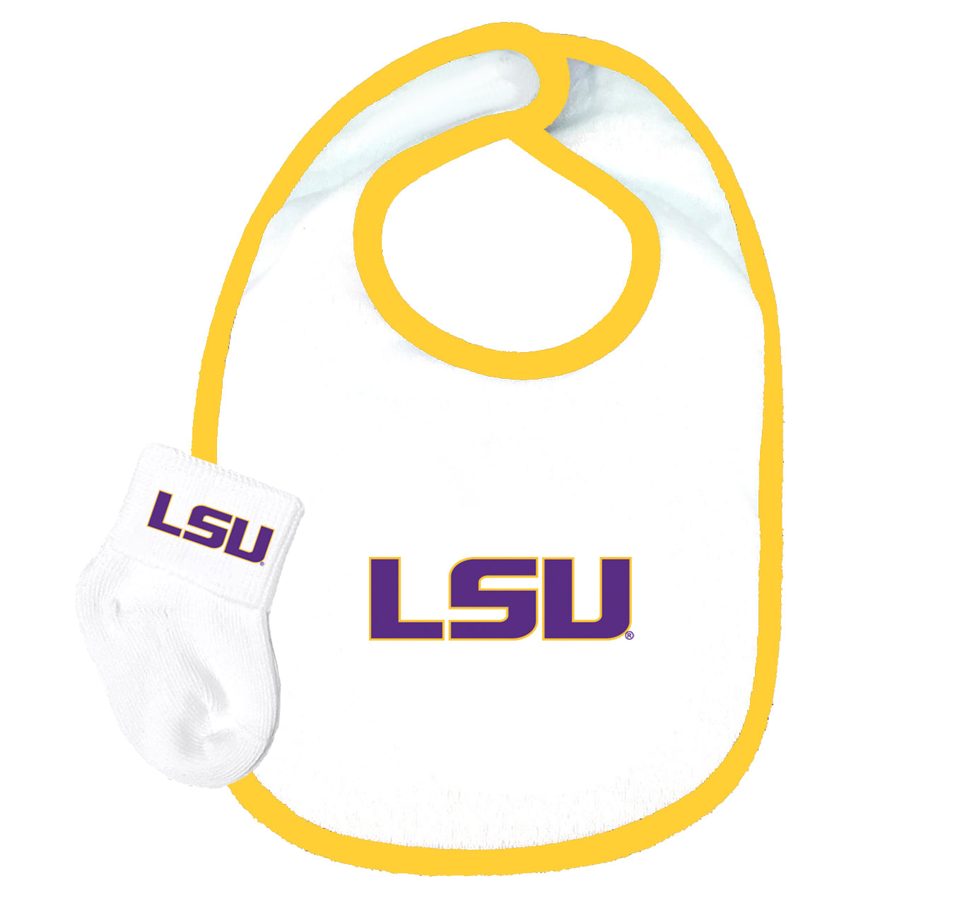 LSU Tigers Baby Bib and Socks Set