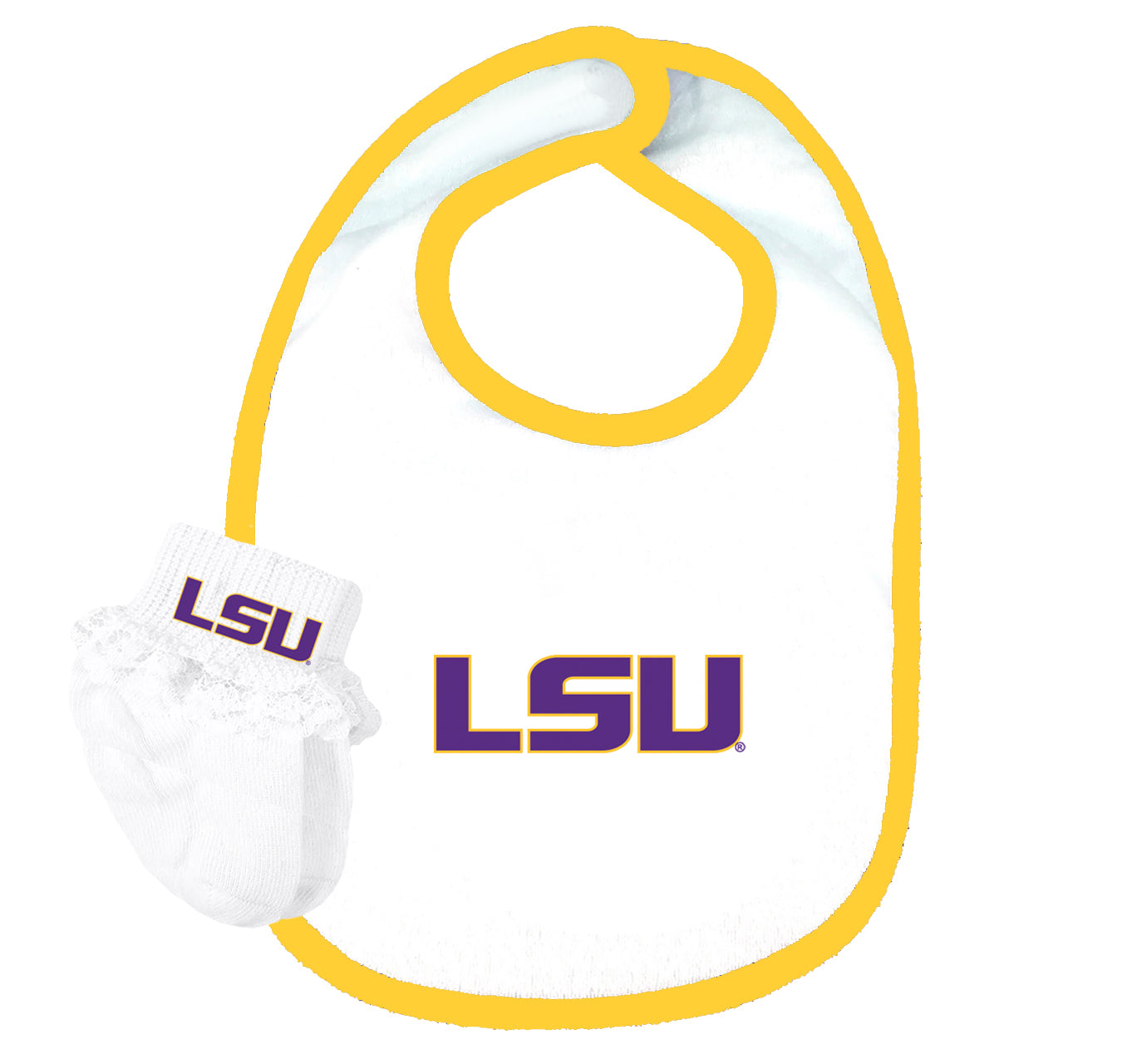 LSU Tigers Baby Bib and Socks Set