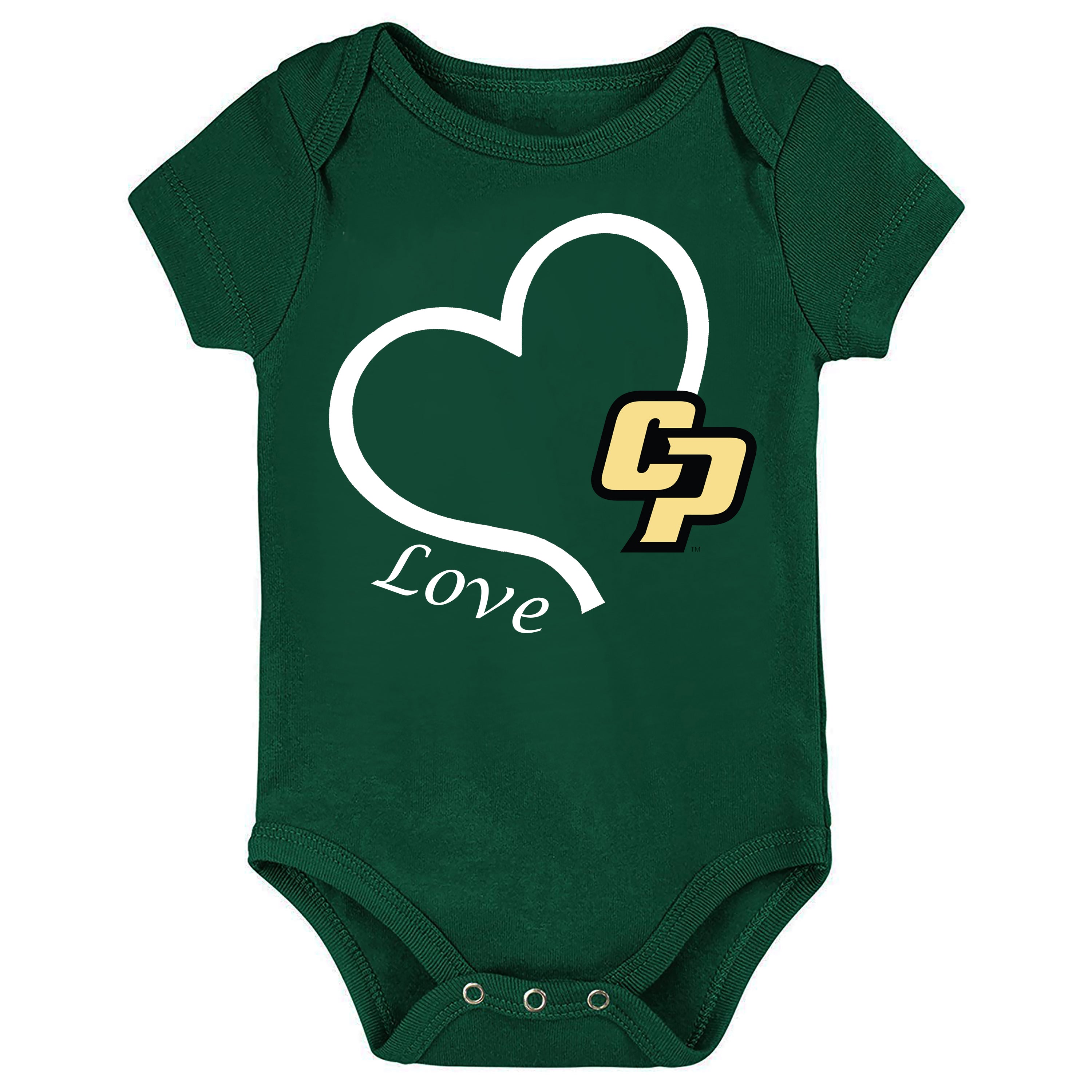 Cal Poly Mustangs Love Heart Baby Bodysuit