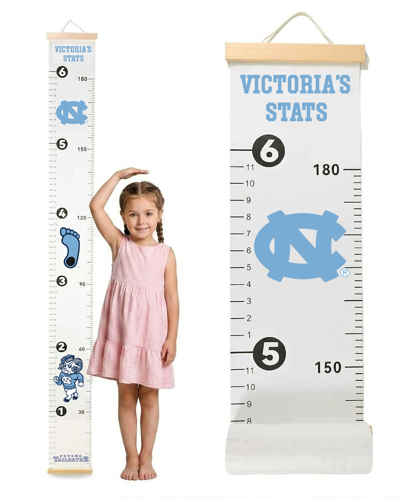 North Carolina Tar Heels Baby Height Growth Chart for Kids - Personalized