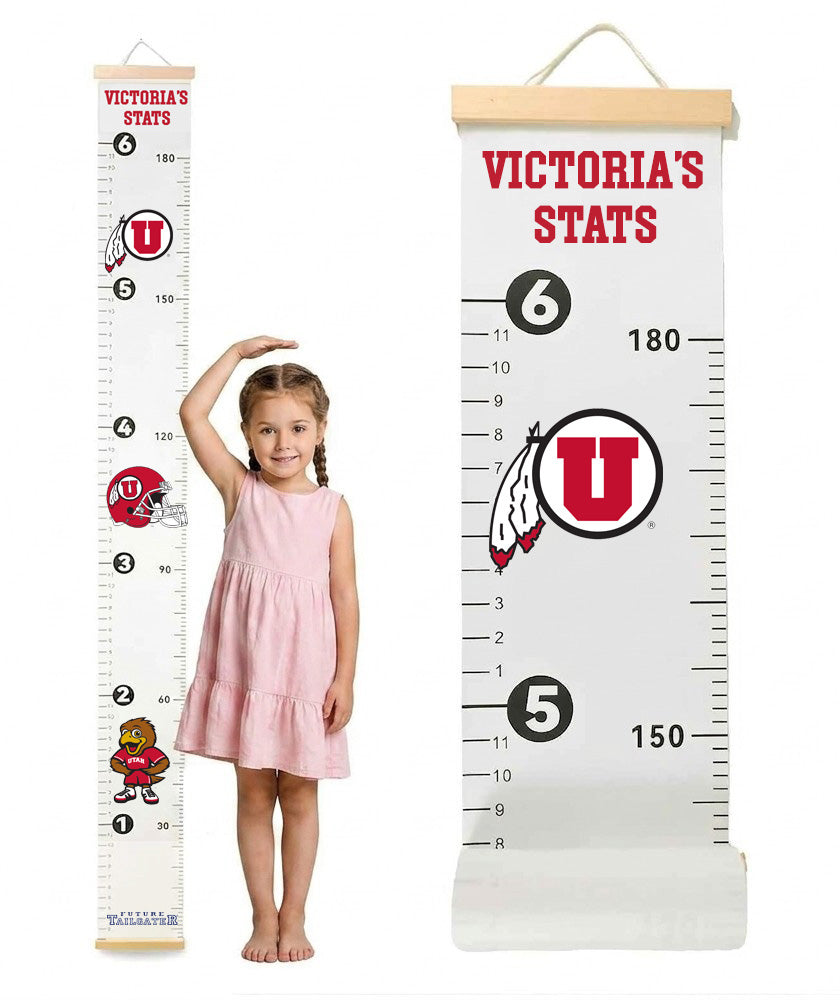 Utah Utes Baby Height Growth Chart for Kids - Personalized