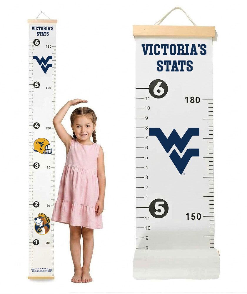 West Virginia Mountaineers Baby Height Growth Chart for Kids - Personalized