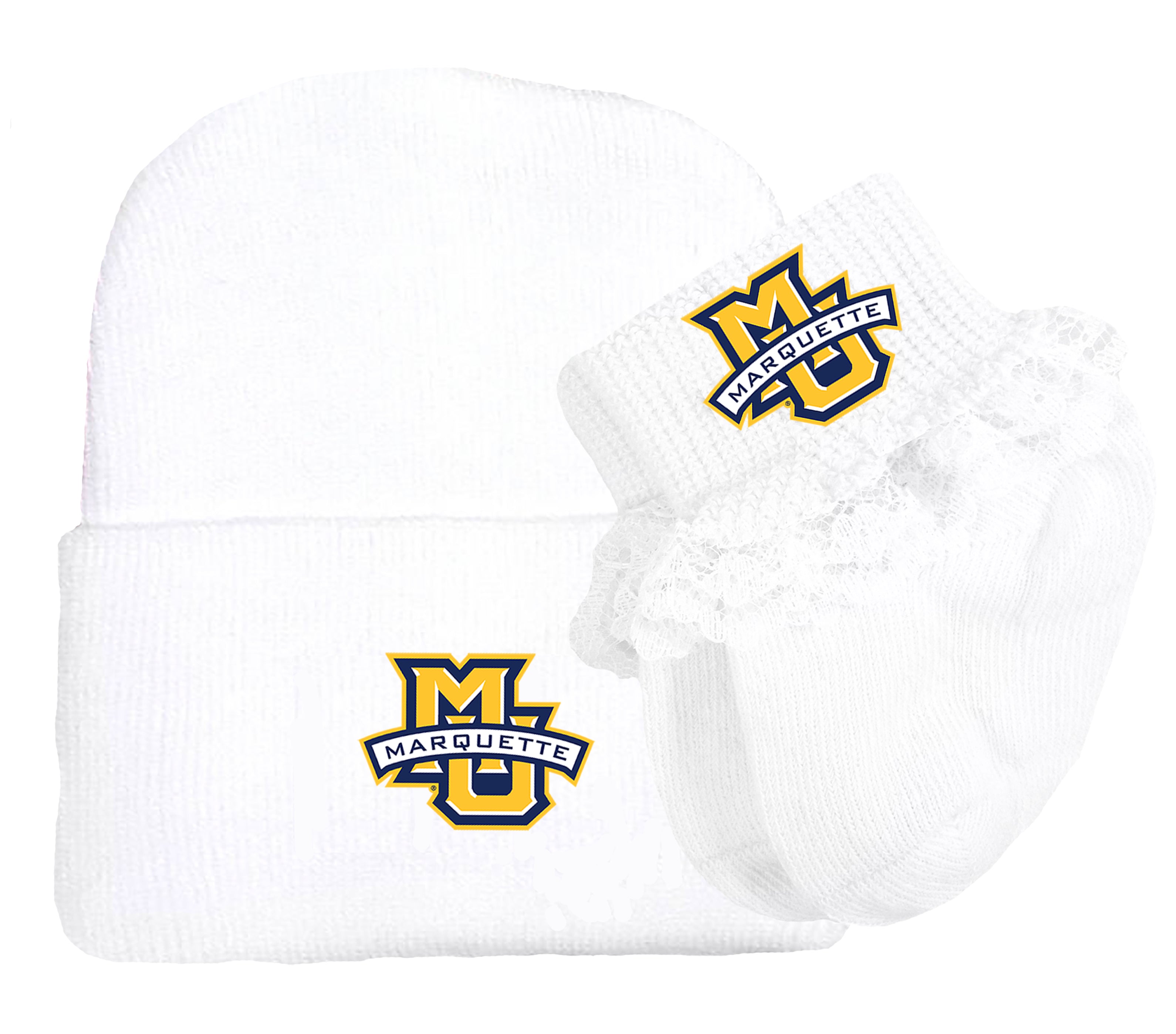 Marquette Golden Eagles Baby Knit Cap and Socks Set