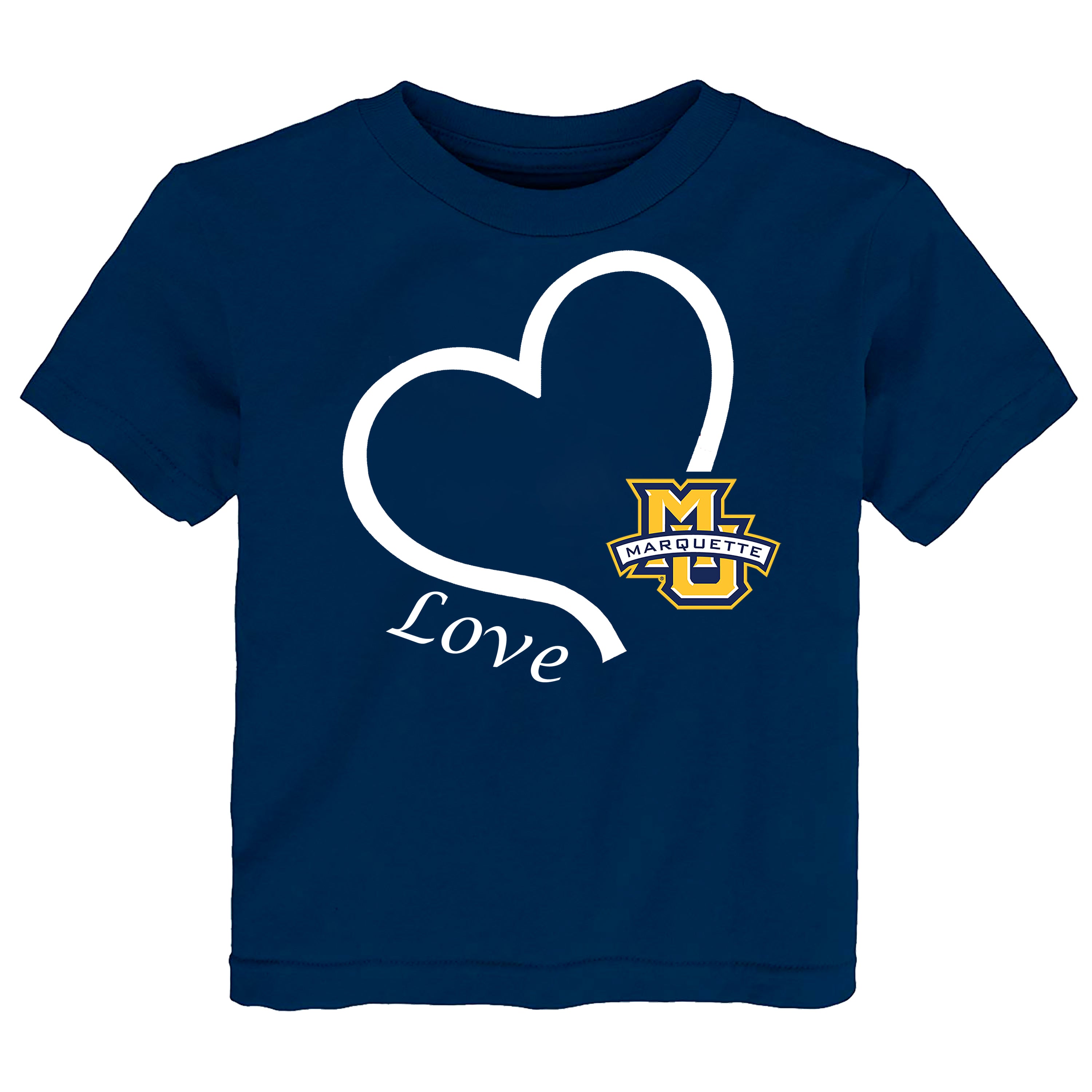 Marquette Golden Eagles Love Heart Baby/Toddler/Youth T-Shirt