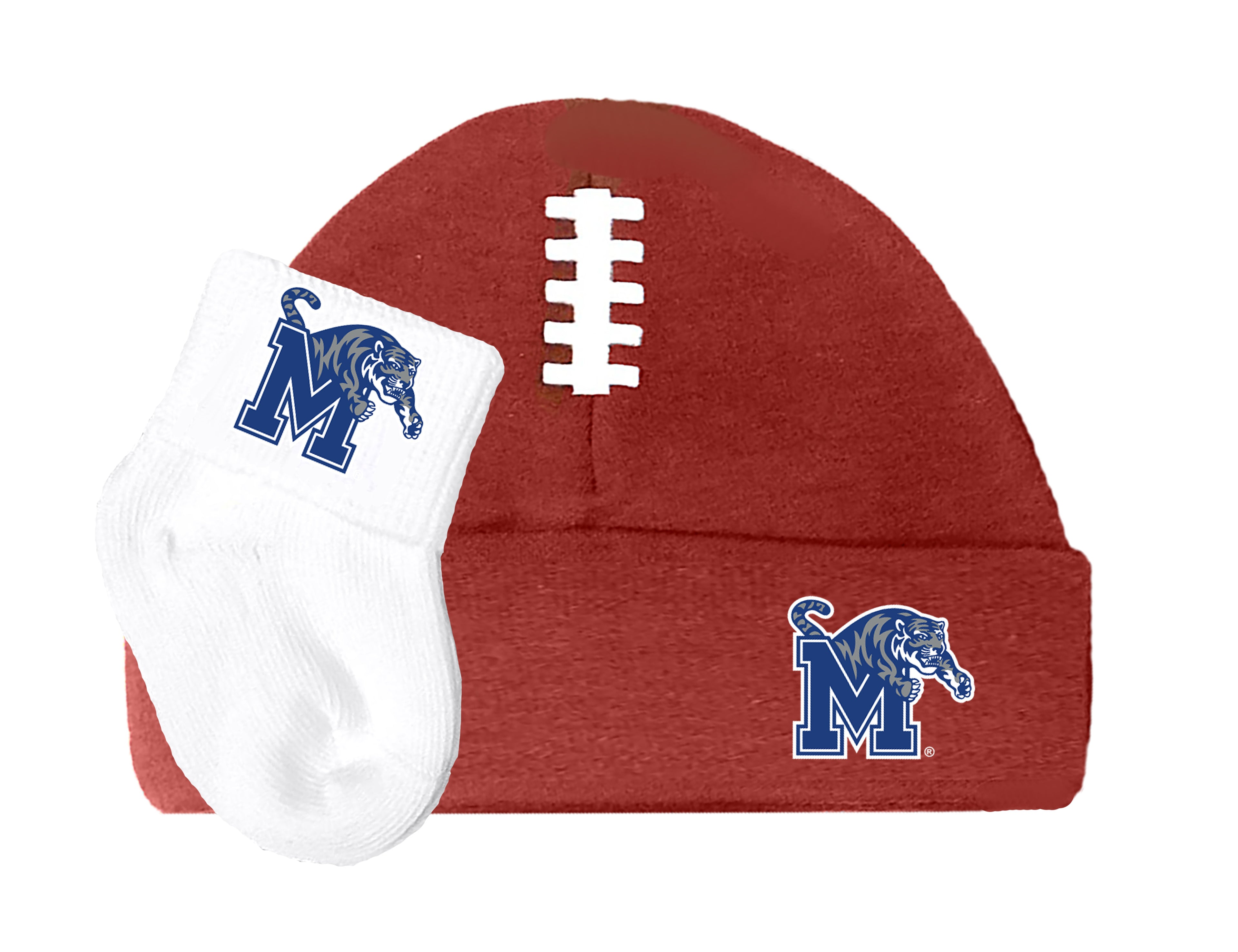 Memphis Tigers Baby Brown Football Cap and Socks Set 0-9 Months