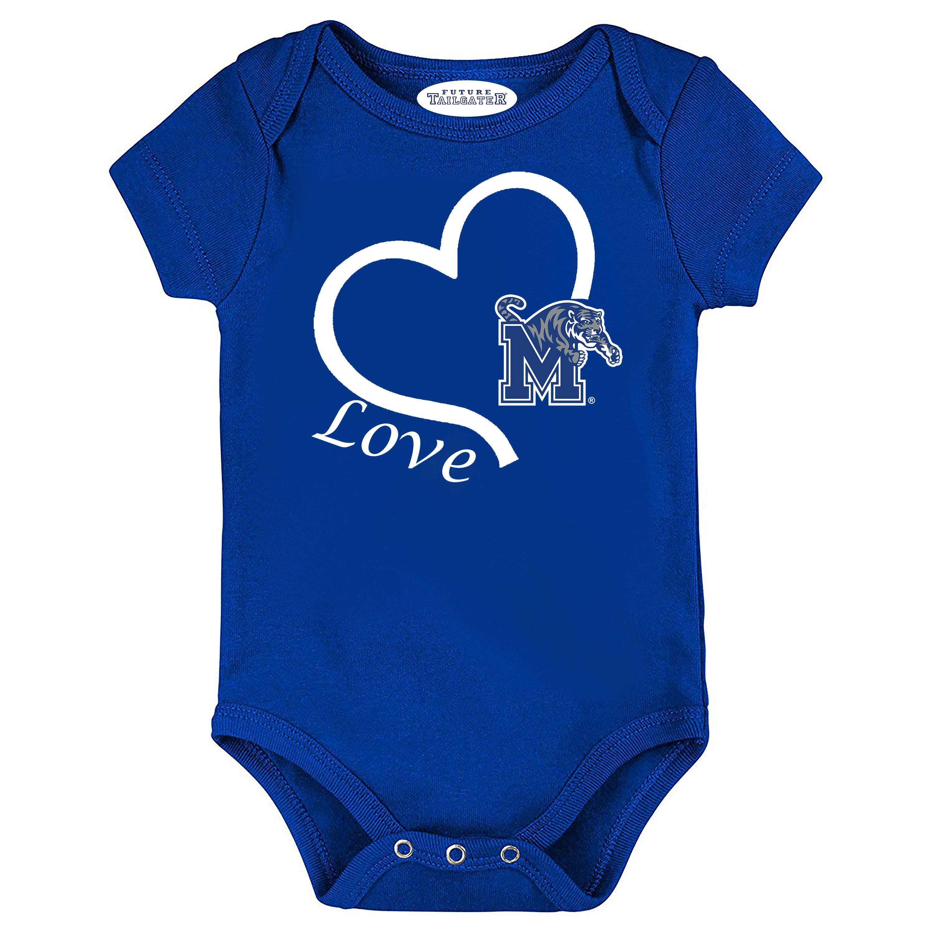 Memphis Tigers Love Heart Baby Bodysuit