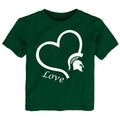 Michigan State Spartans Love Heart Baby/Toddler/Youth T-Shirt