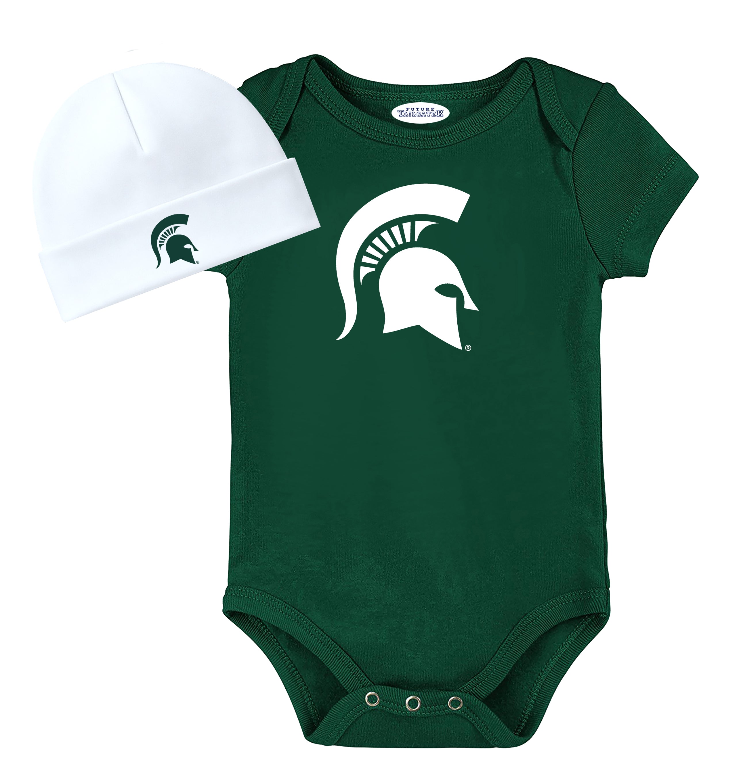 Michigan State Spartans LOGO Baby Onesie and Cap Set