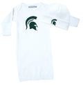 Michigan State Spartans LOGO Baby Layette Gown and Cap Set - White