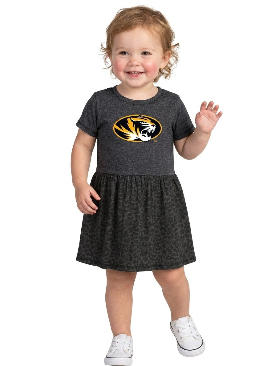 Missouri Tigers Toddler Dress - Smoke/Black Leopard