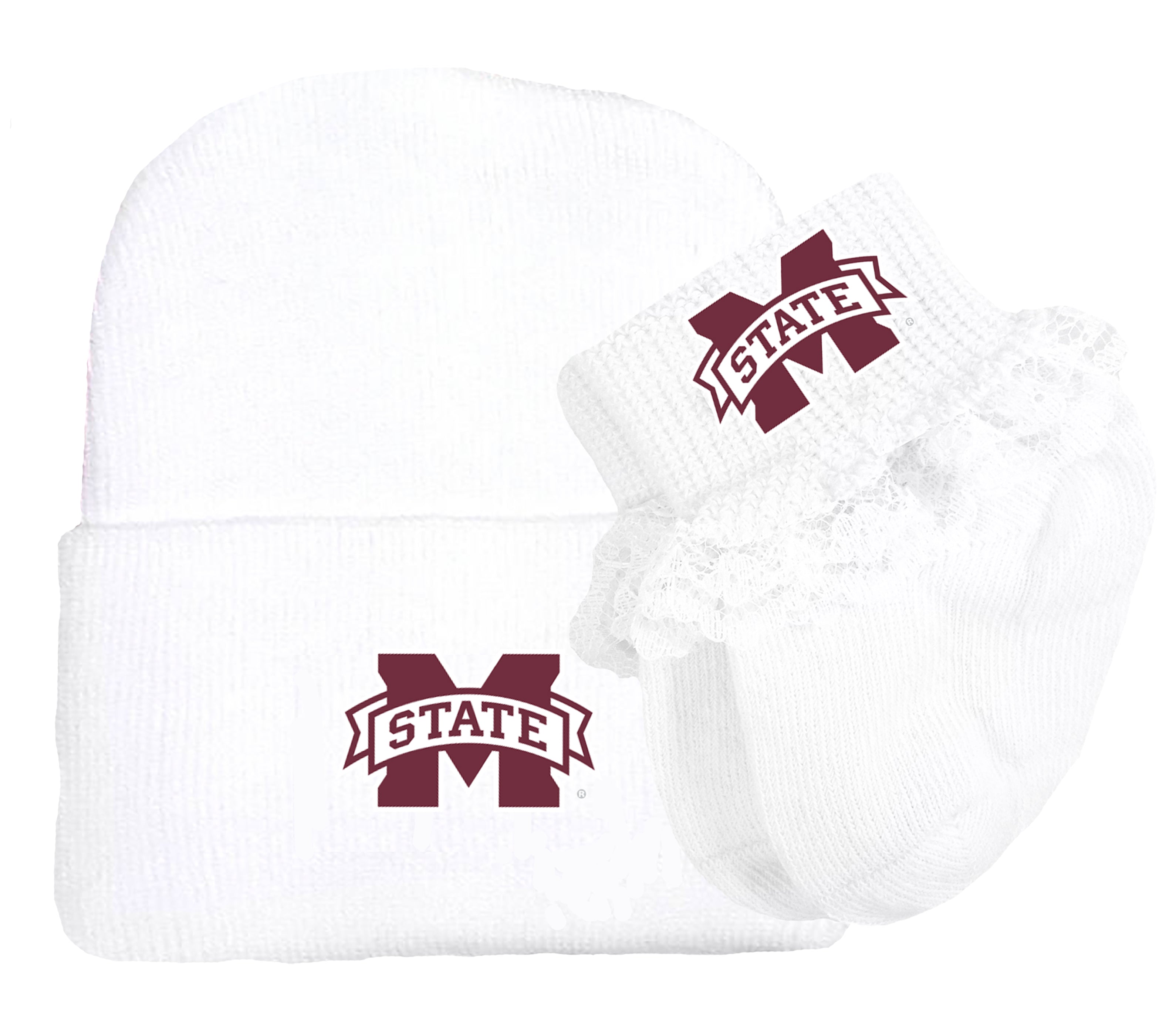 Mississippi State Bulldogs Baby Knit Cap and Socks Set