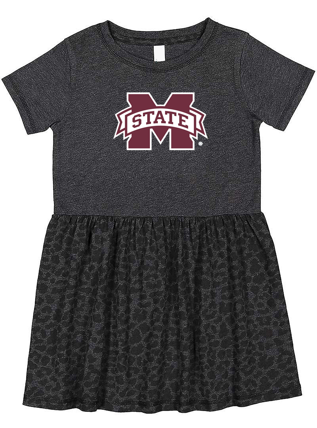 Mississippi State Bulldogs Toddler Dress - Smoke/Black Leopard